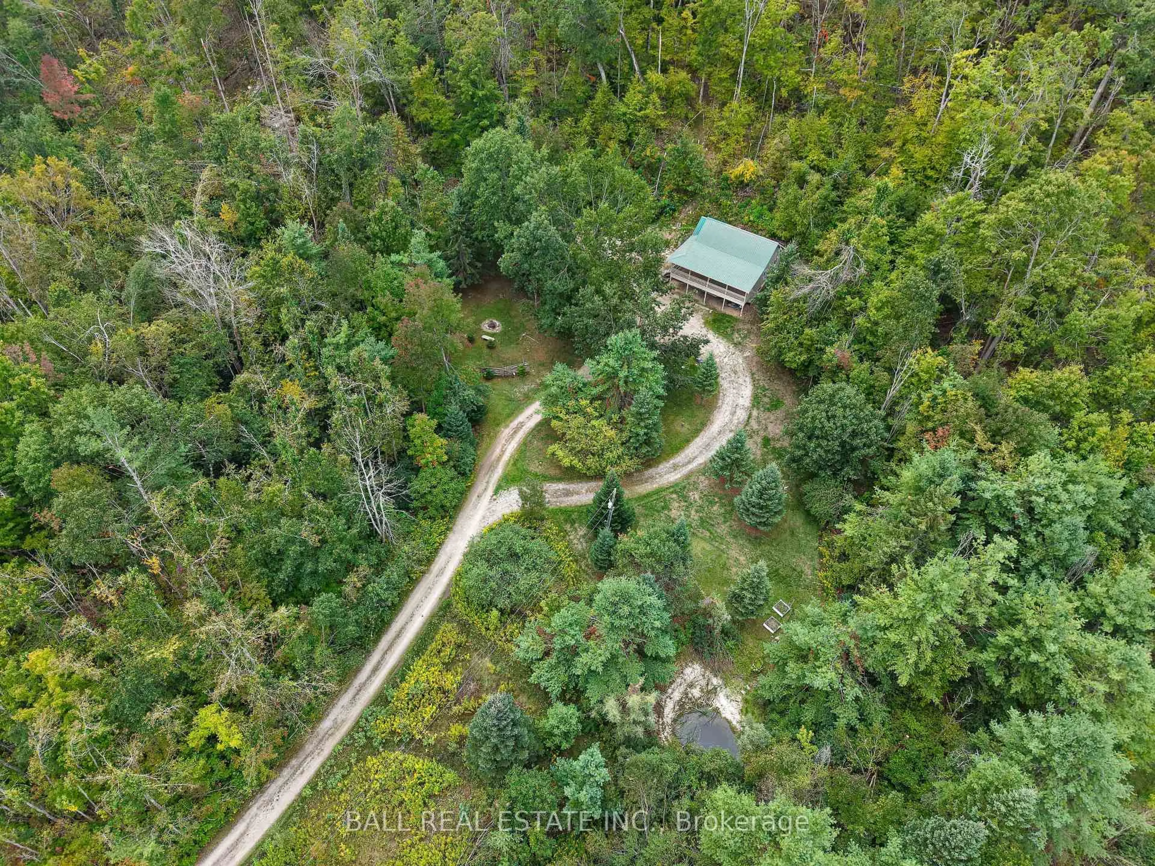 A pic from outside/outdoor area/front of a property/back of a property/a pic from drone, forest/trees view for 45 Spring Dr, Trent Lakes Ontario K0M 1A0