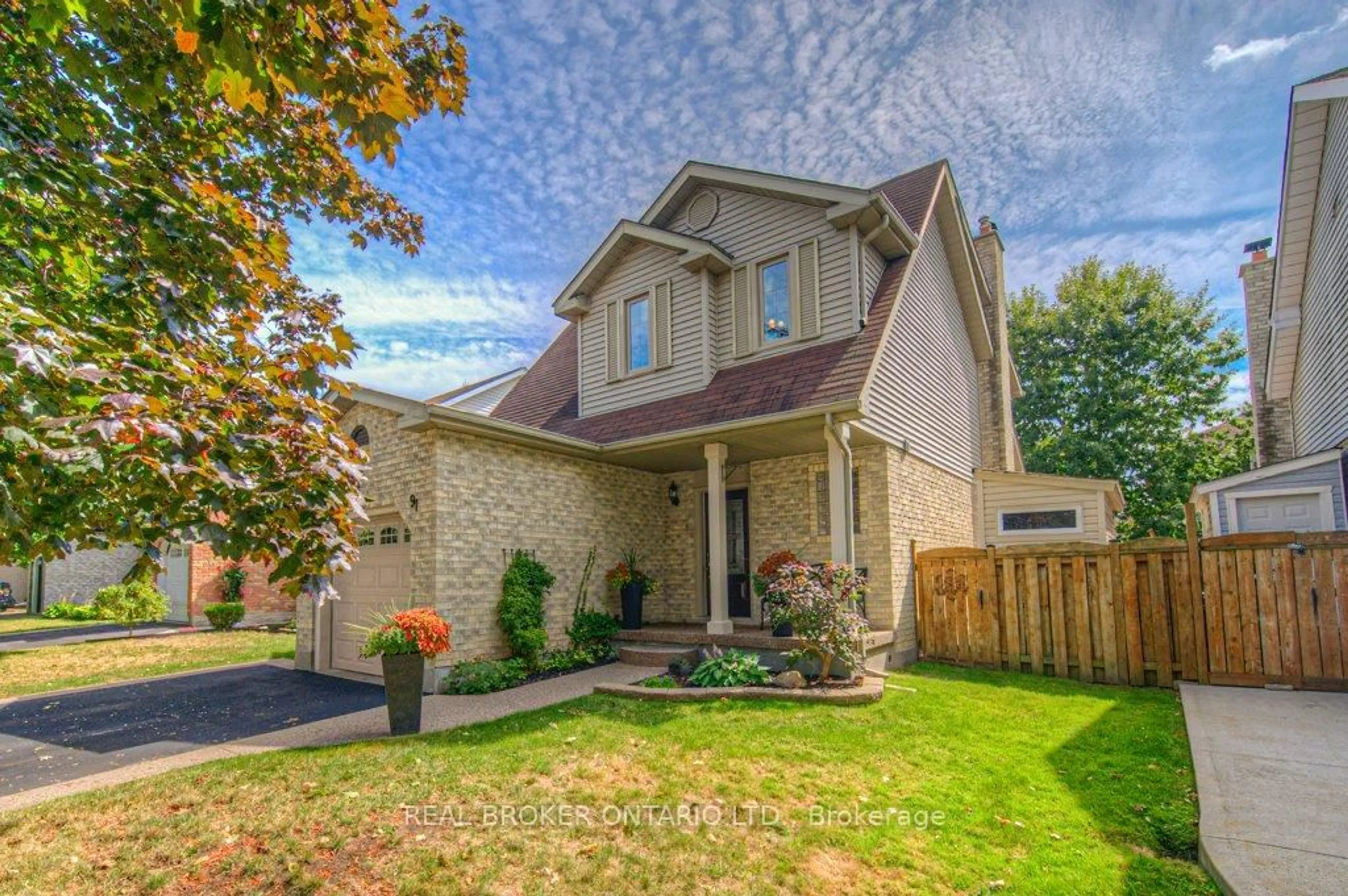Home with brick exterior material, street for 91 Ironstone Dr, Cambridge Ontario N1P 1A4