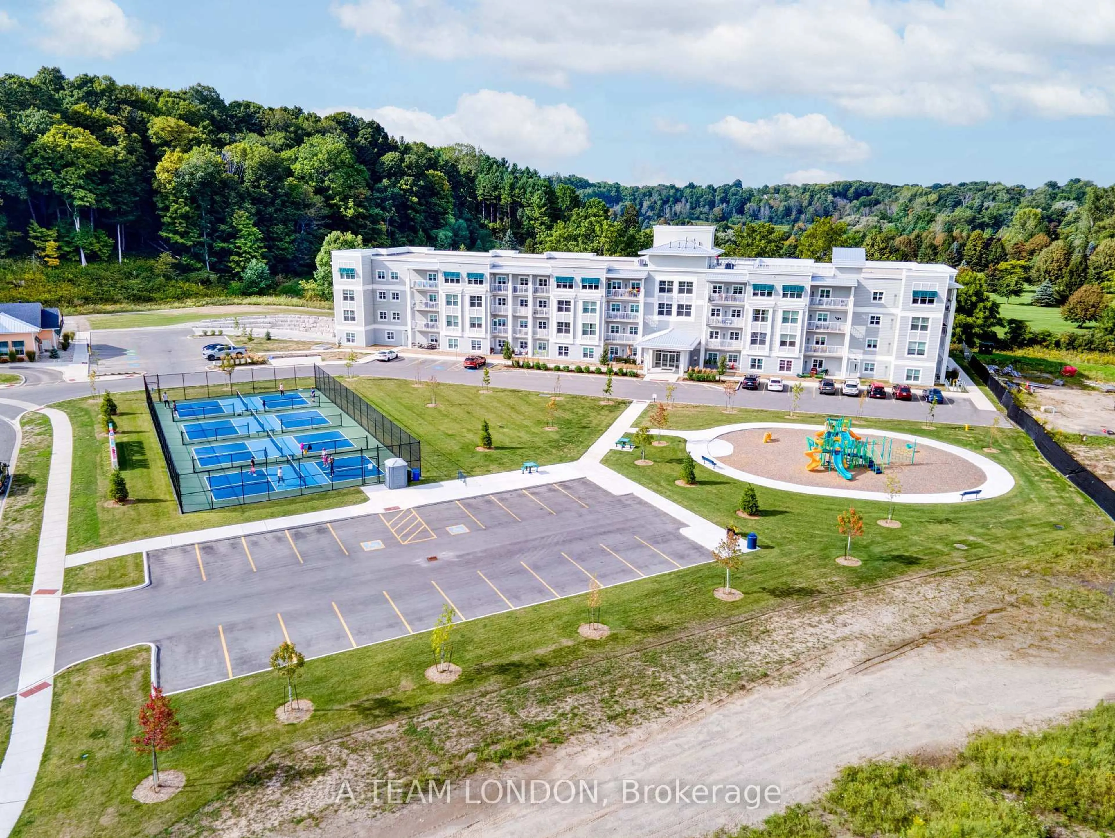 A pic from outside/outdoor area/front of a property/back of a property/a pic from drone, water/lake/river/ocean view for 217-100 The Prom, Central Elgin Ontario N5L 1C5