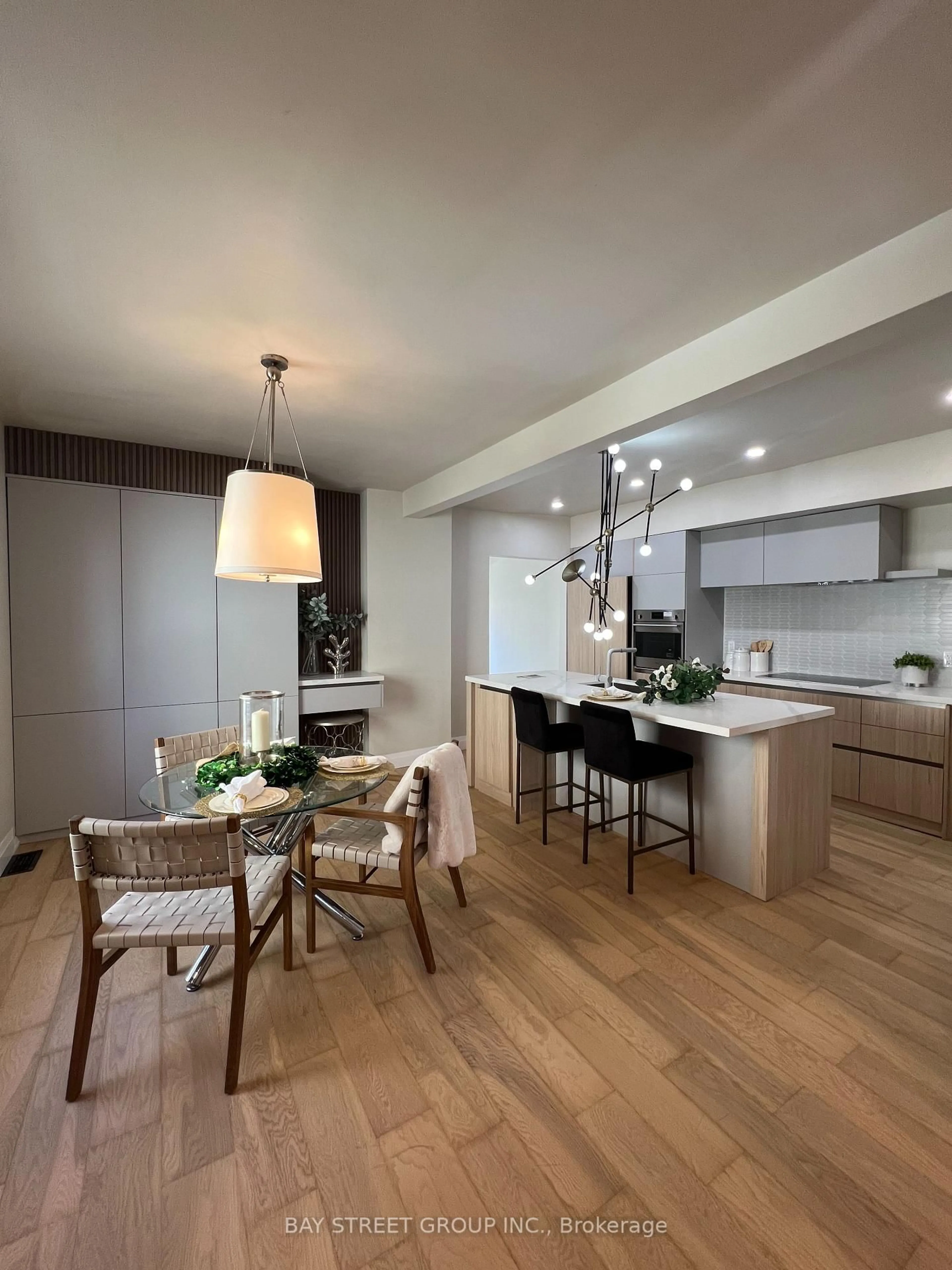 Open concept kitchen, wood/laminate floor for 396 Emerald St, Hamilton Ontario L8L 5L9