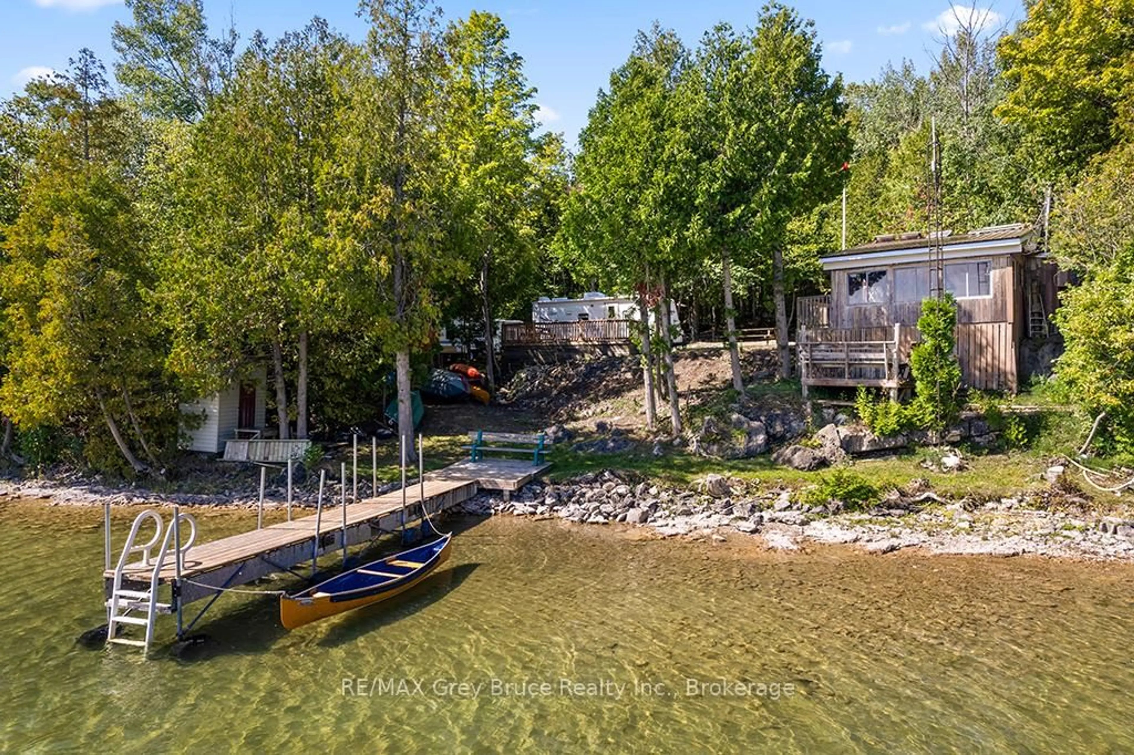 A pic from outside/outdoor area/front of a property/back of a property/a pic from drone, water/lake/river/ocean view for 283 Britain Lake Rd, Northern Bruce Peninsula Ontario N0H 1Z0