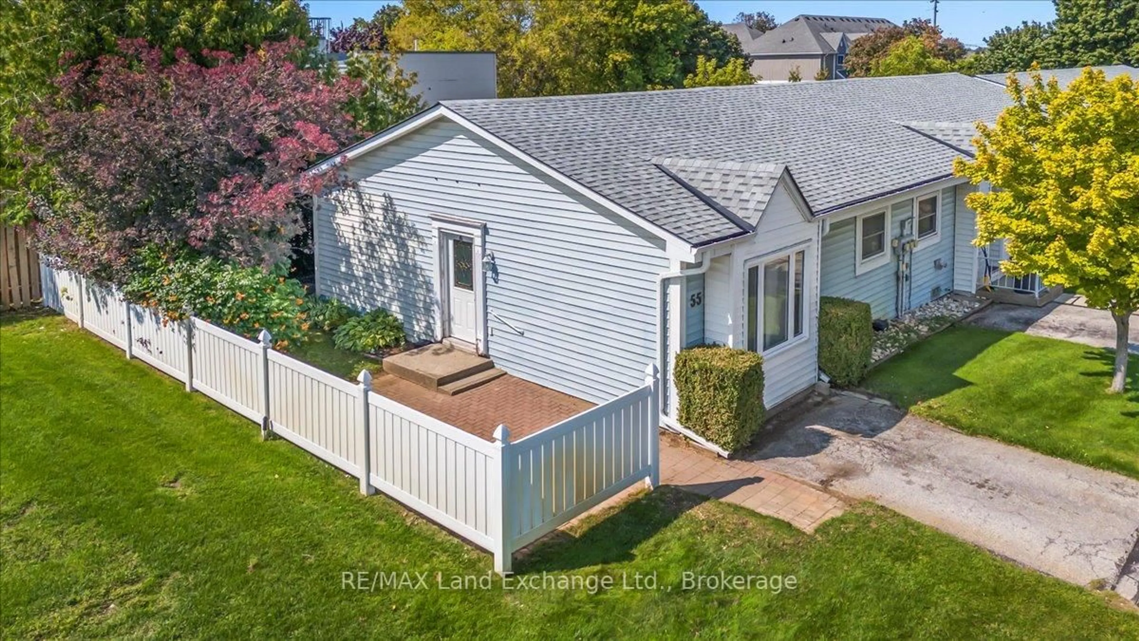 A pic from outside/outdoor area/front of a property/back of a property/a pic from drone, street for 303 Waterloo St #55, Saugeen Shores Ontario N0H 2C1