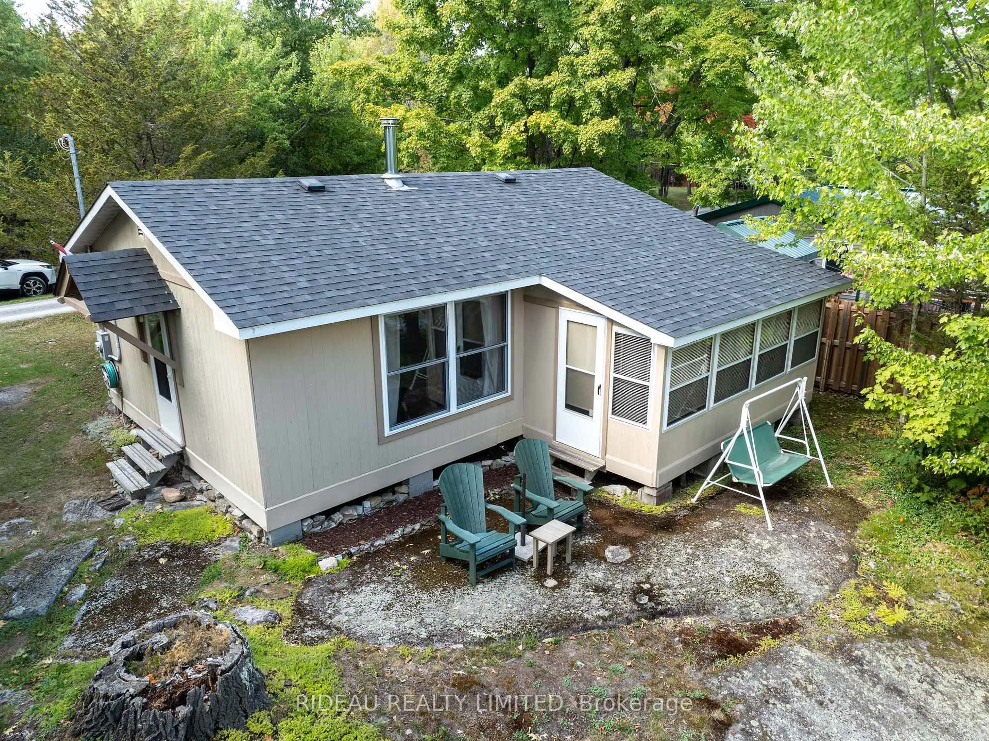 A pic from outside/outdoor area/front of a property/back of a property/a pic from drone, water/lake/river/ocean view for 110 Hudson Bay Lane, Rideau Lakes Ontario K0G 1V0