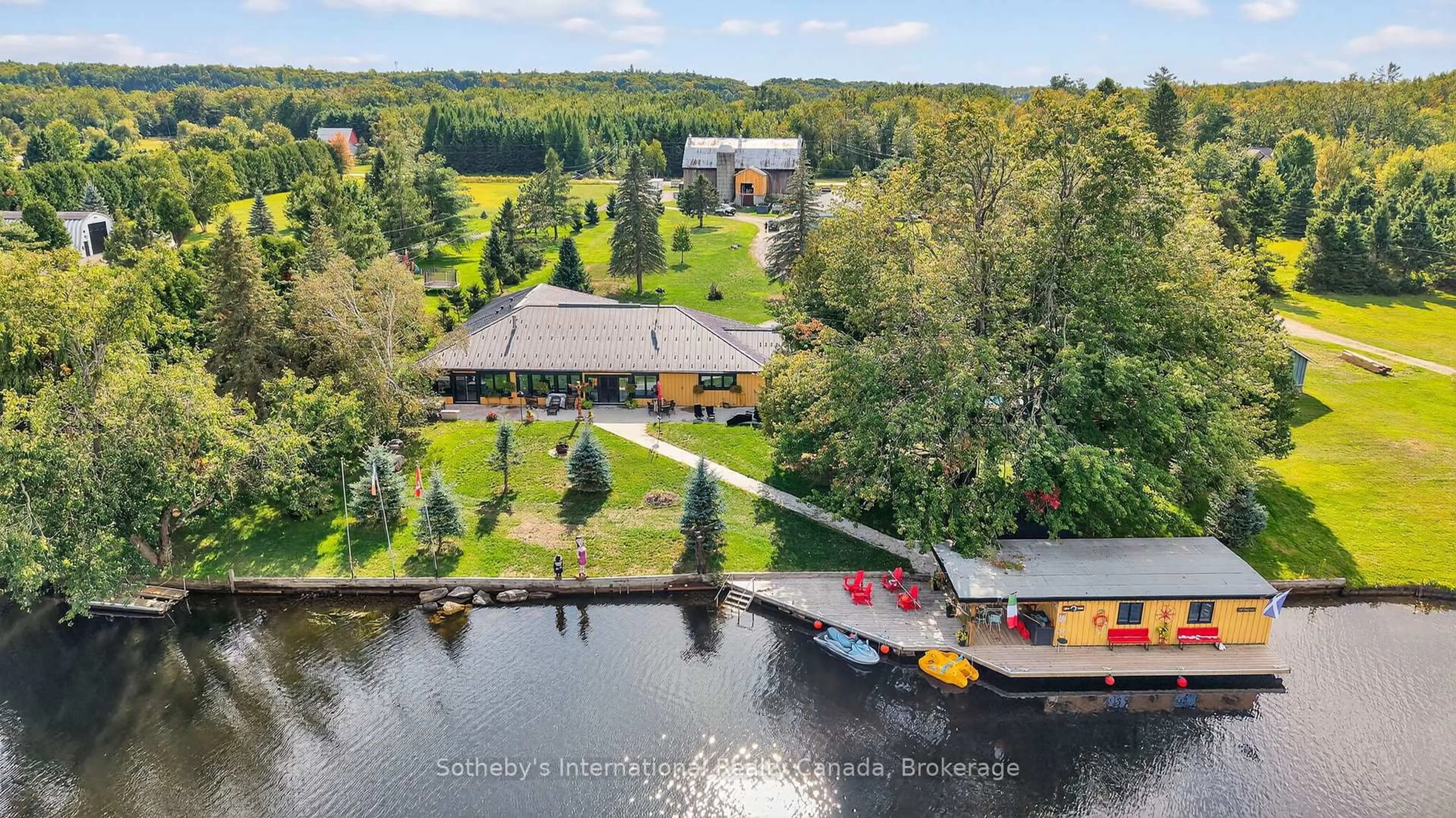 A pic from outside/outdoor area/front of a property/back of a property/a pic from drone, water/lake/river/ocean view for 1082 Beaumont Farm Rd, Bracebridge Ontario P1L 1X2
