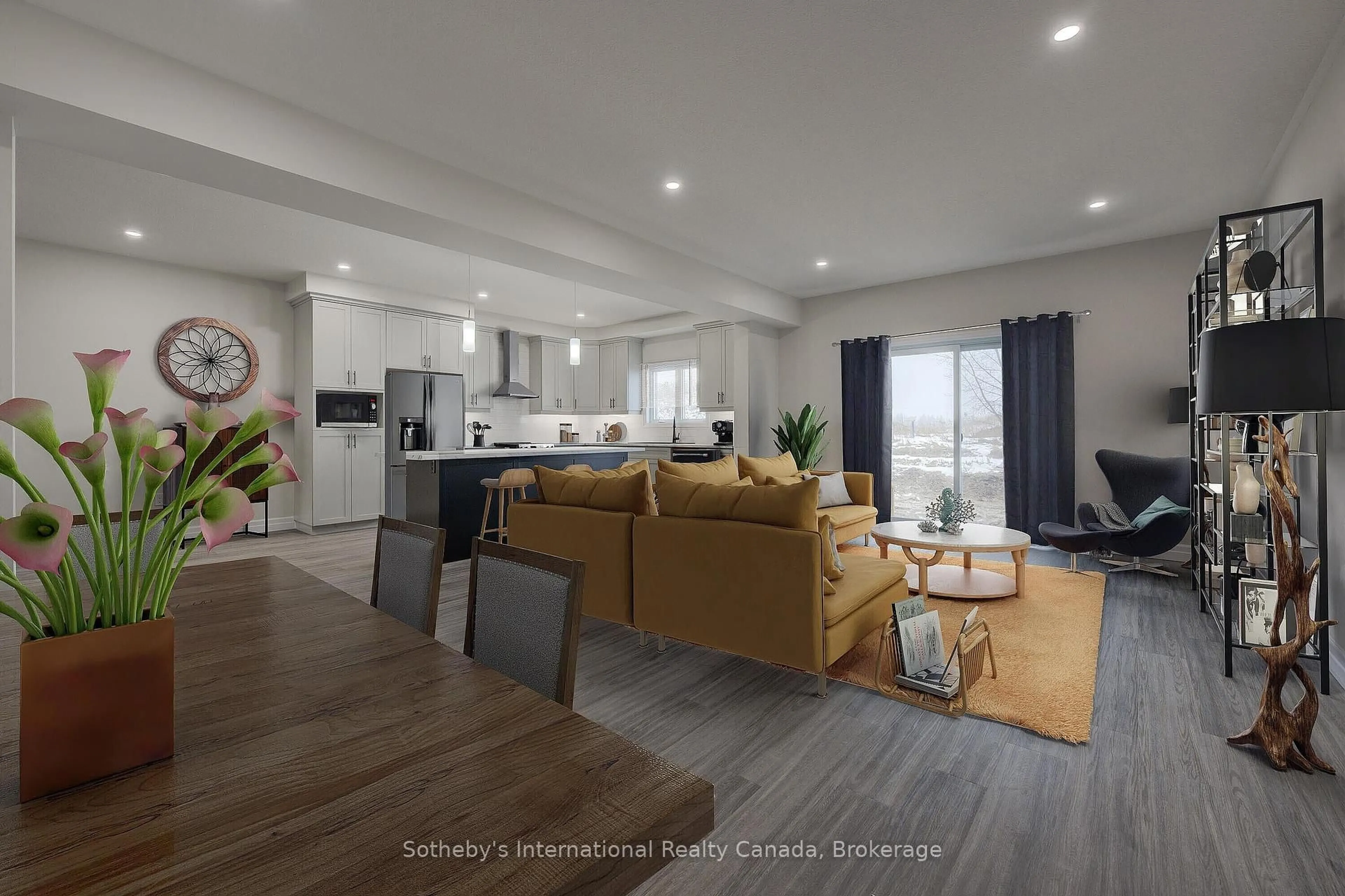 Open concept kitchen, wood/laminate floor for 648 Wray Ave, North Perth Ontario N4W 3K9