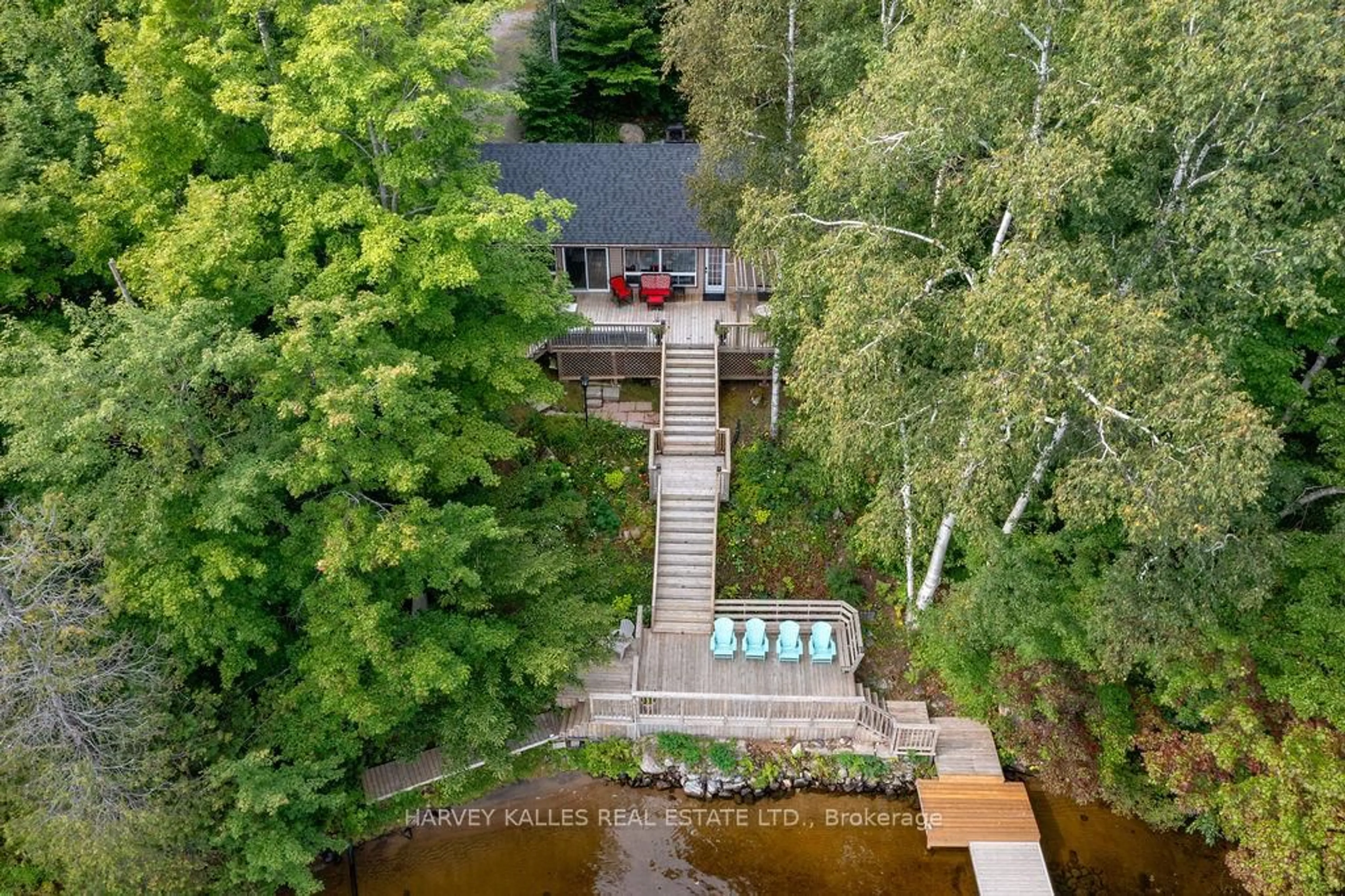 A pic from outside/outdoor area/front of a property/back of a property/a pic from drone, water/lake/river/ocean view for 1149 KENDON Rd, Muskoka Lakes Ontario P0C 1A0