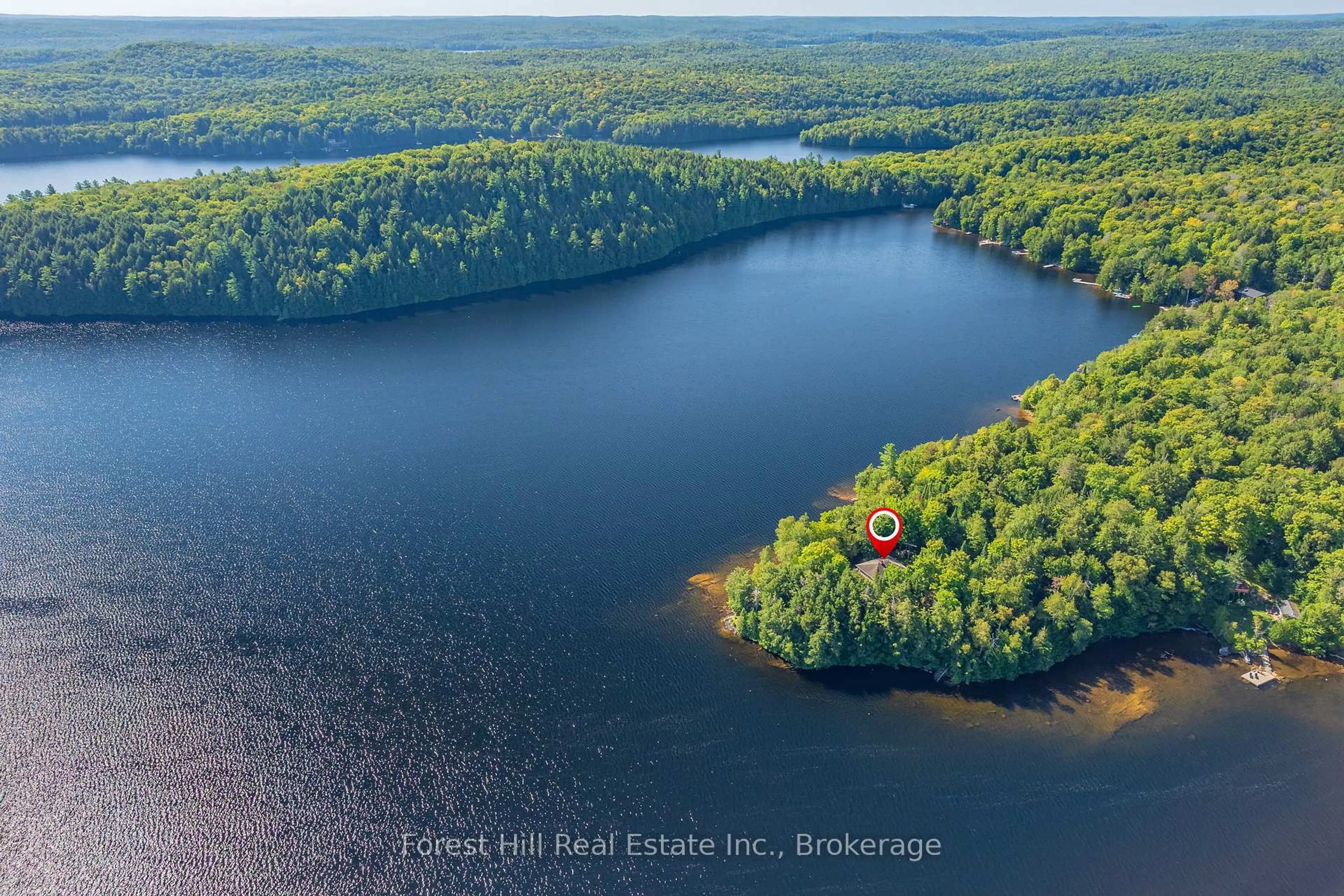 A pic from outside/outdoor area/front of a property/back of a property/a pic from drone, water/lake/river/ocean view for 1089 Lutes Lane, Algonquin Highlands Ontario P0A 1E0