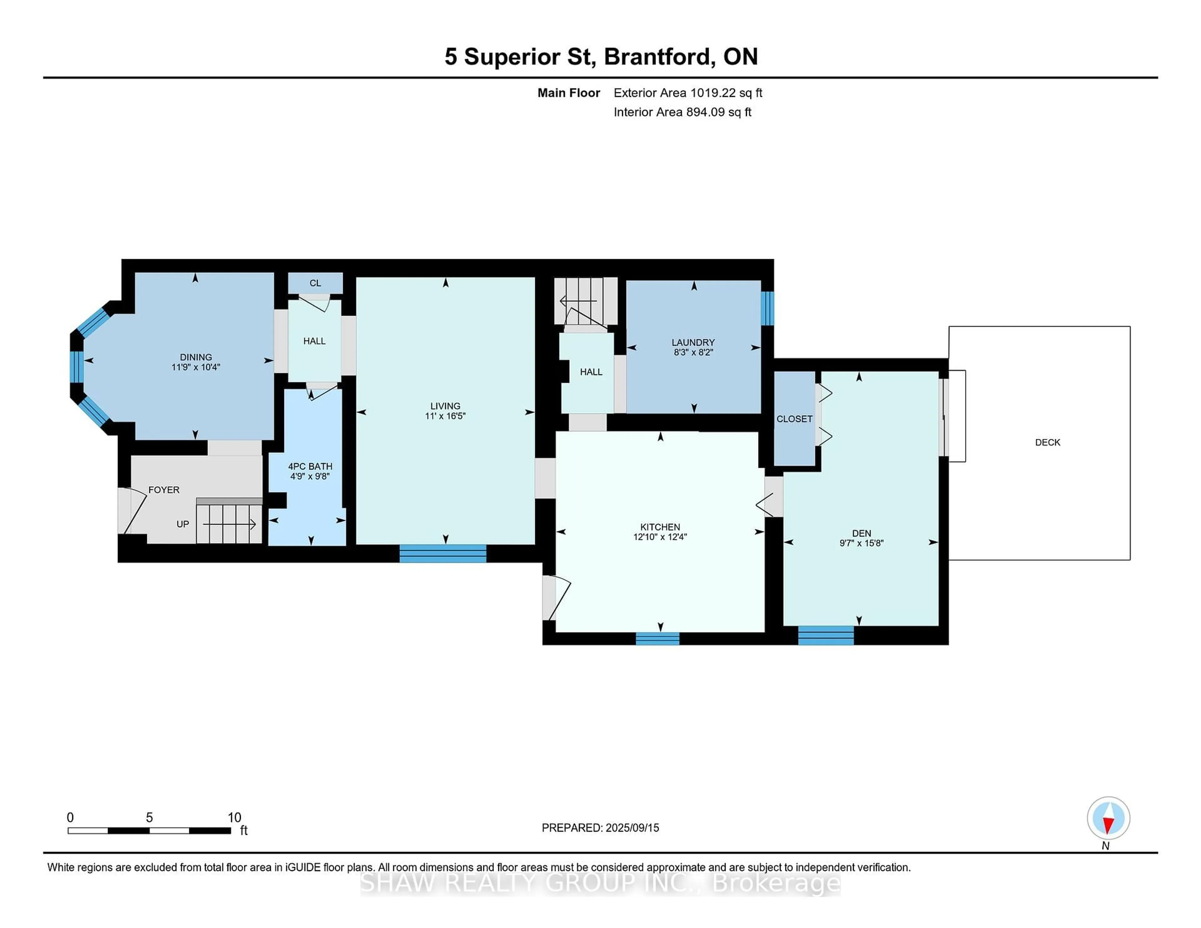Floor plan for 5 Superior St, Brantford Ontario N3S 2J9