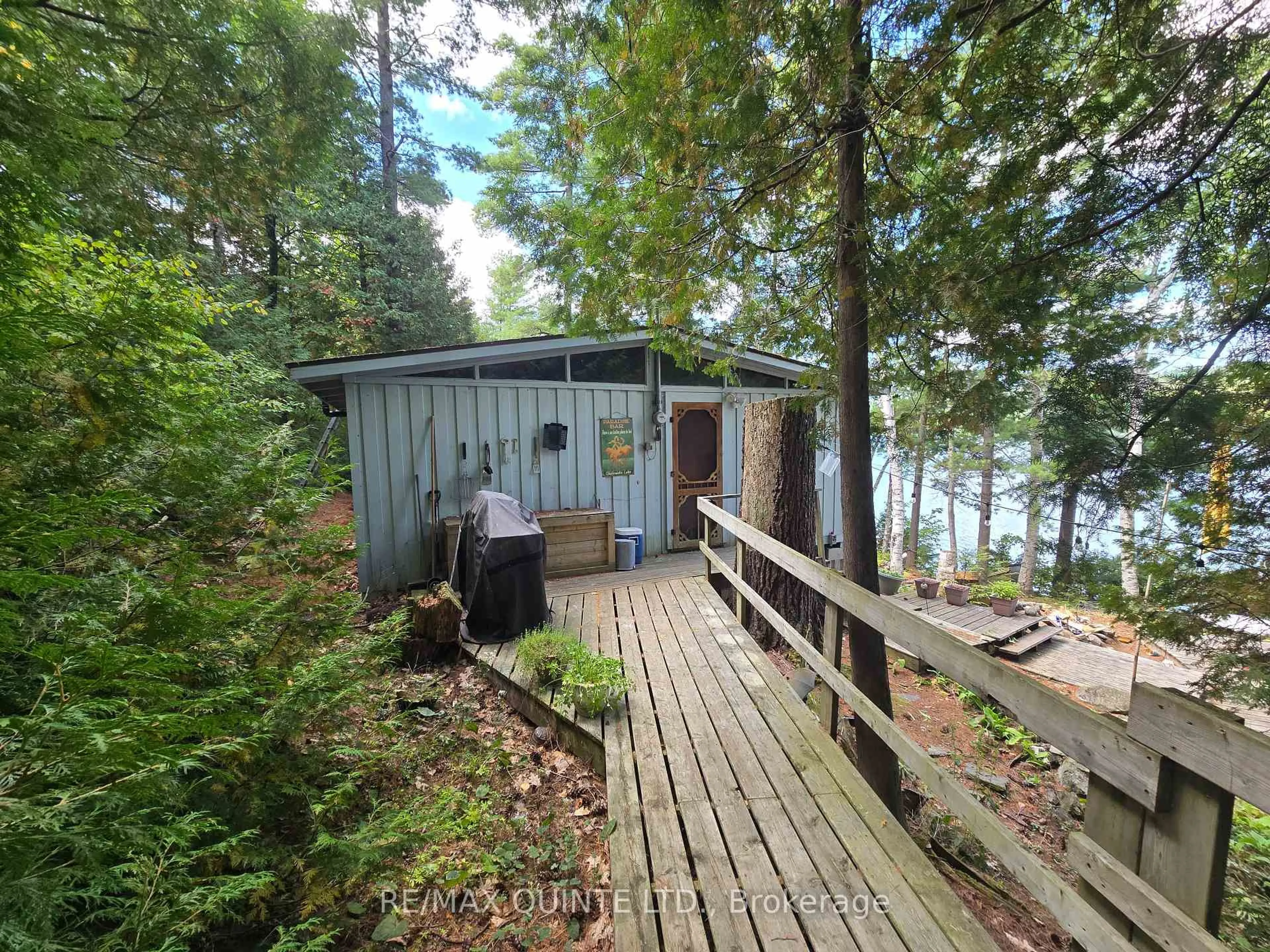 A pic from outside/outdoor area/front of a property/back of a property/a pic from drone, forest/trees view for 1261A Shawenegog Lake Lane, Cloyne Ontario K0H 1K0