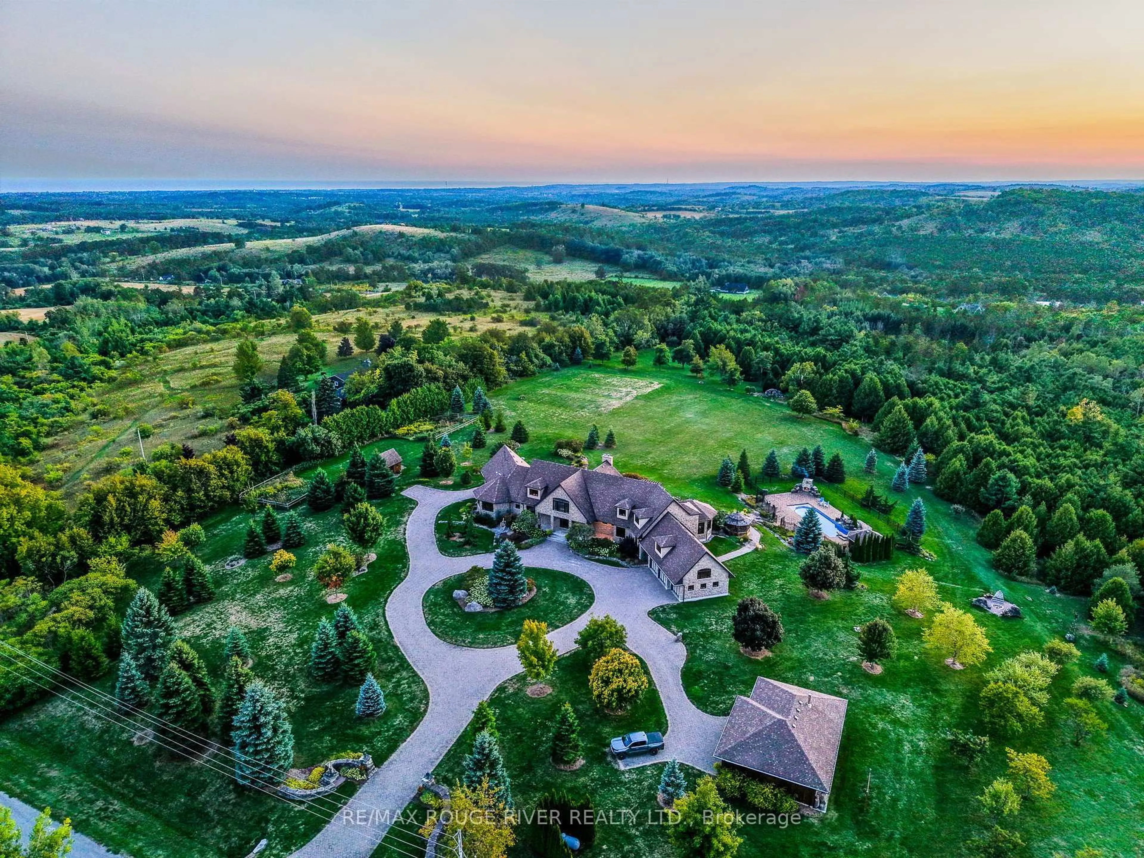 A pic from outside/outdoor area/front of a property/back of a property/a pic from drone, mountain view for 3622 Alnwick Hills Rd, Hamilton Township Ontario K0K 1C0