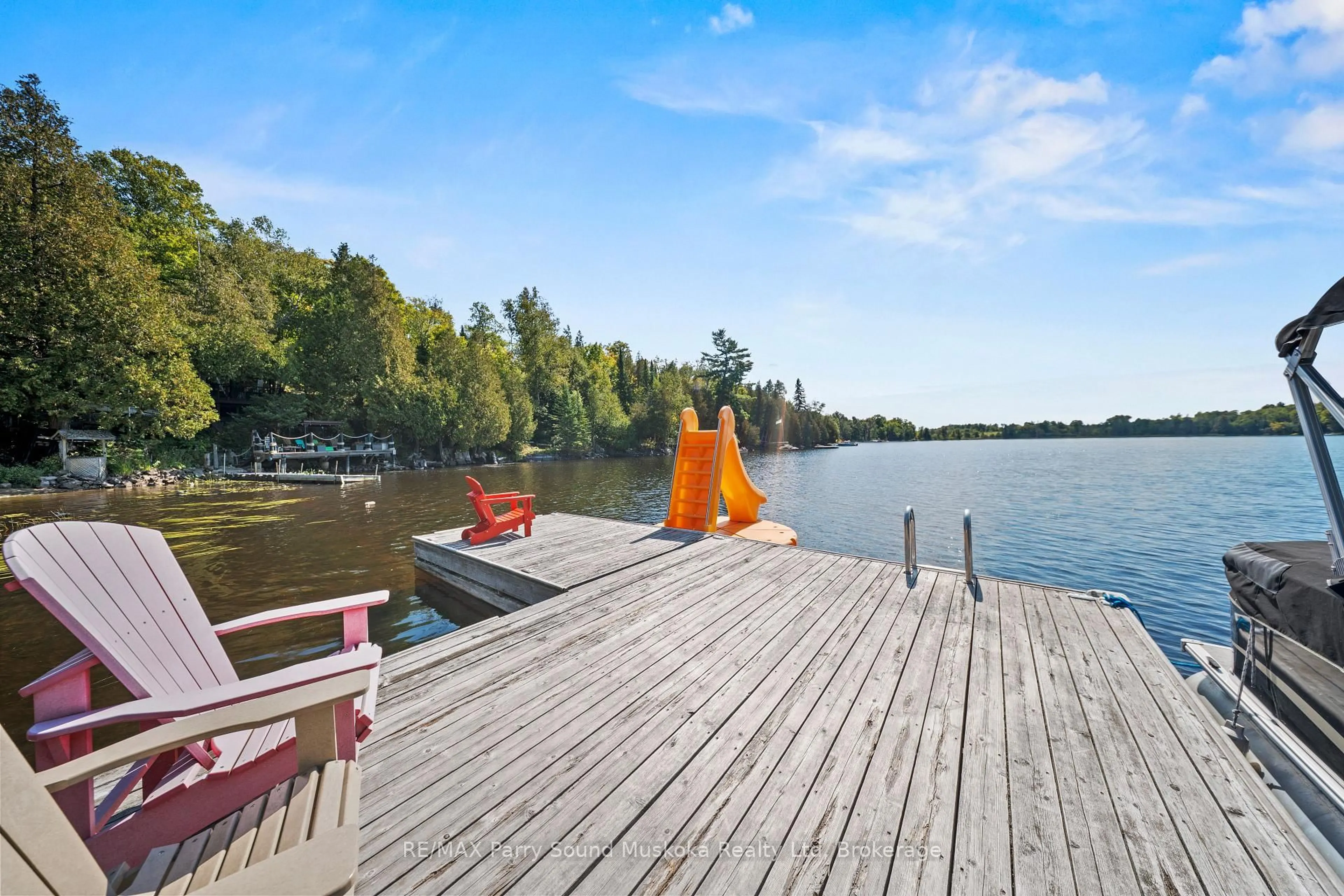 Patio, water/lake/river/ocean view for 41 Sunset Cove Rd, Seguin Ontario P2A 0B2