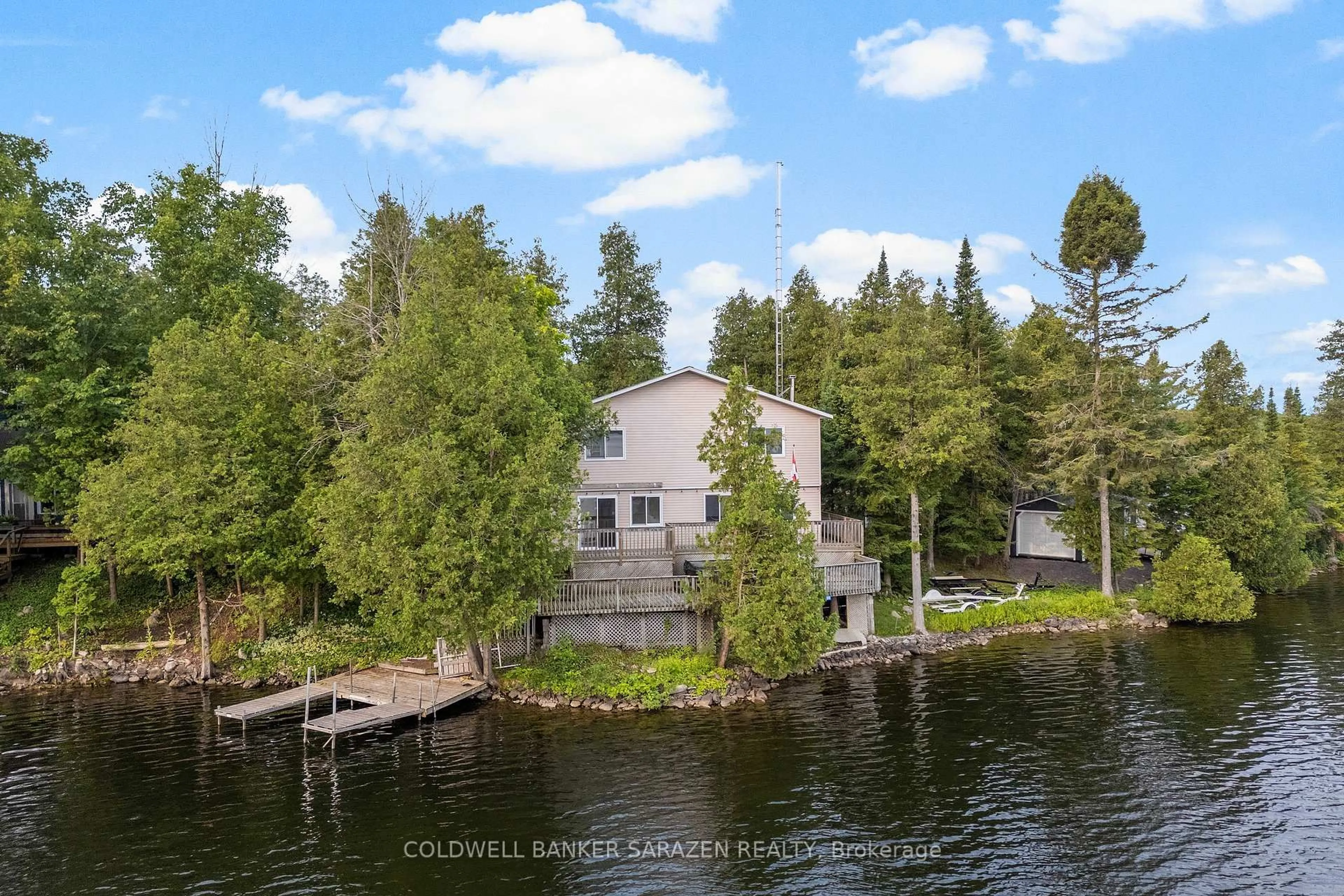 A pic from outside/outdoor area/front of a property/back of a property/a pic from drone, water/lake/river/ocean view for 356 Echo Point Rd, White Lake Ontario K0A 3L0