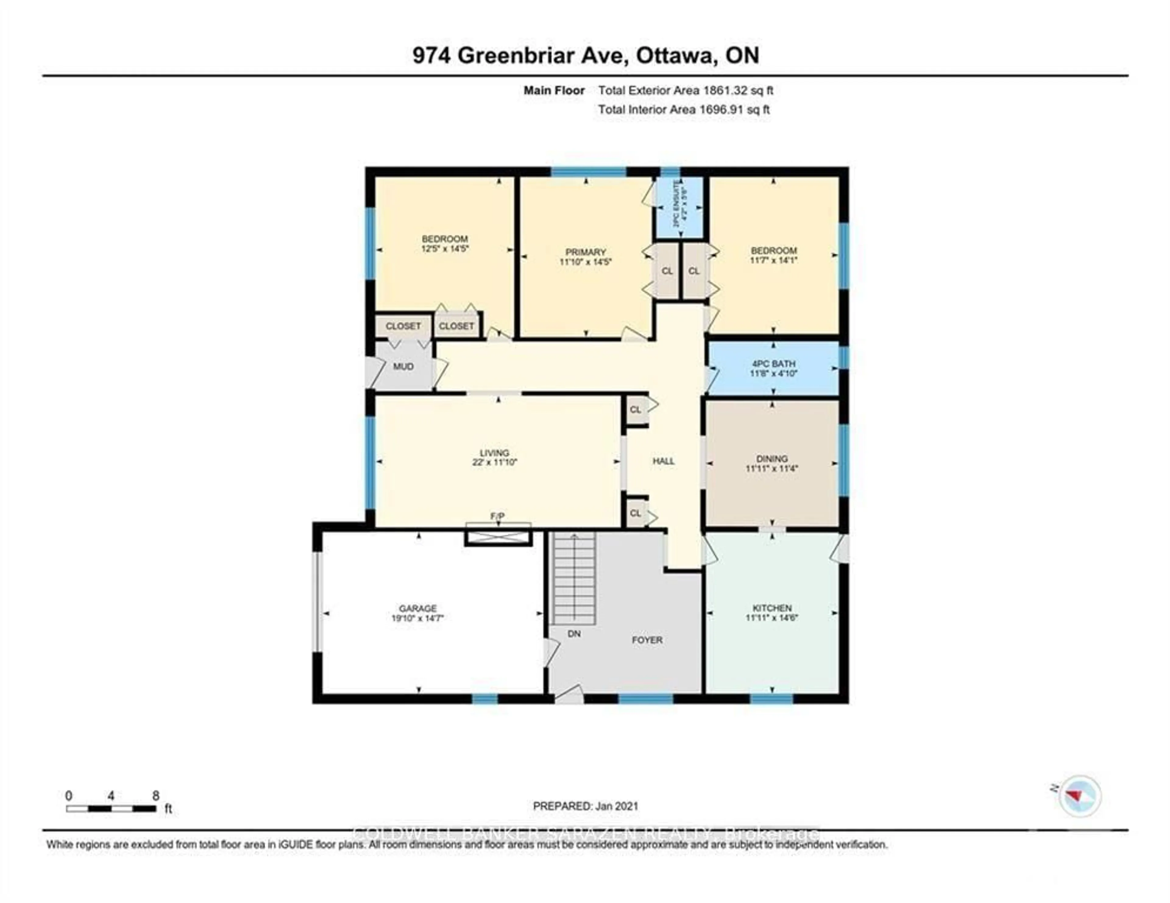 Floor plan for 974 Greenbriar Ave, Ottawa Ontario K2C 0J7