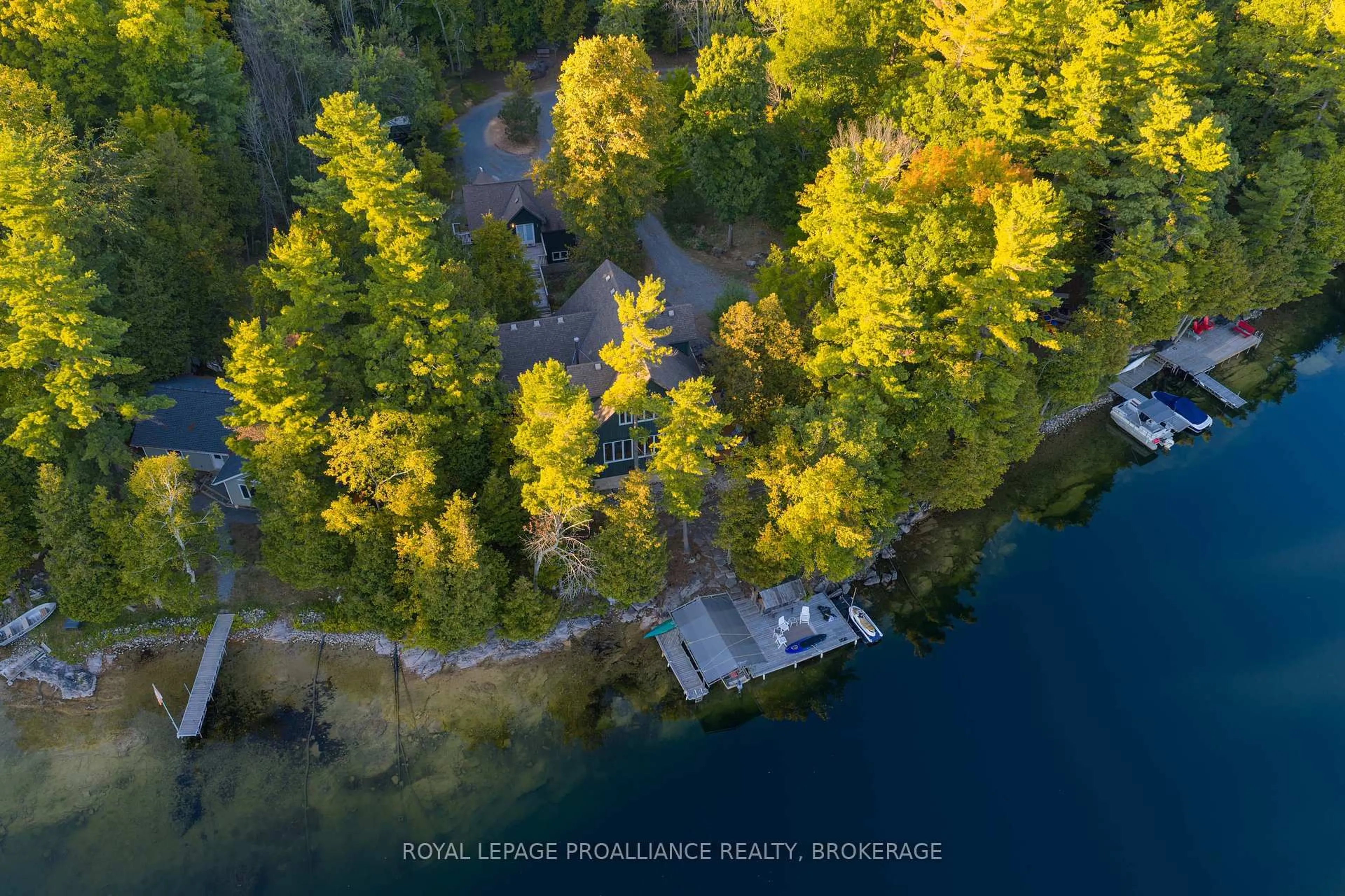 A pic from outside/outdoor area/front of a property/back of a property/a pic from drone, water/lake/river/ocean view for 441B MacComish Lane, Perth Road Ontario K0H 2L0