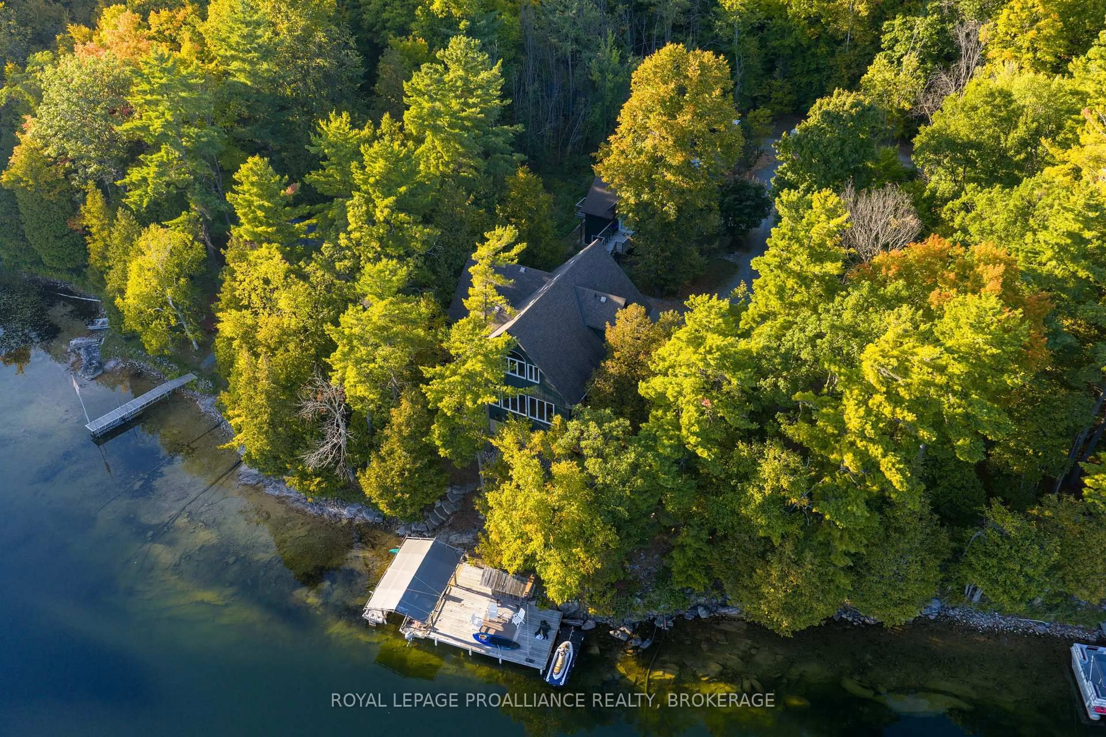 A pic from outside/outdoor area/front of a property/back of a property/a pic from drone, water/lake/river/ocean view for 441B MacComish Lane, Perth Road Ontario K0H 2L0