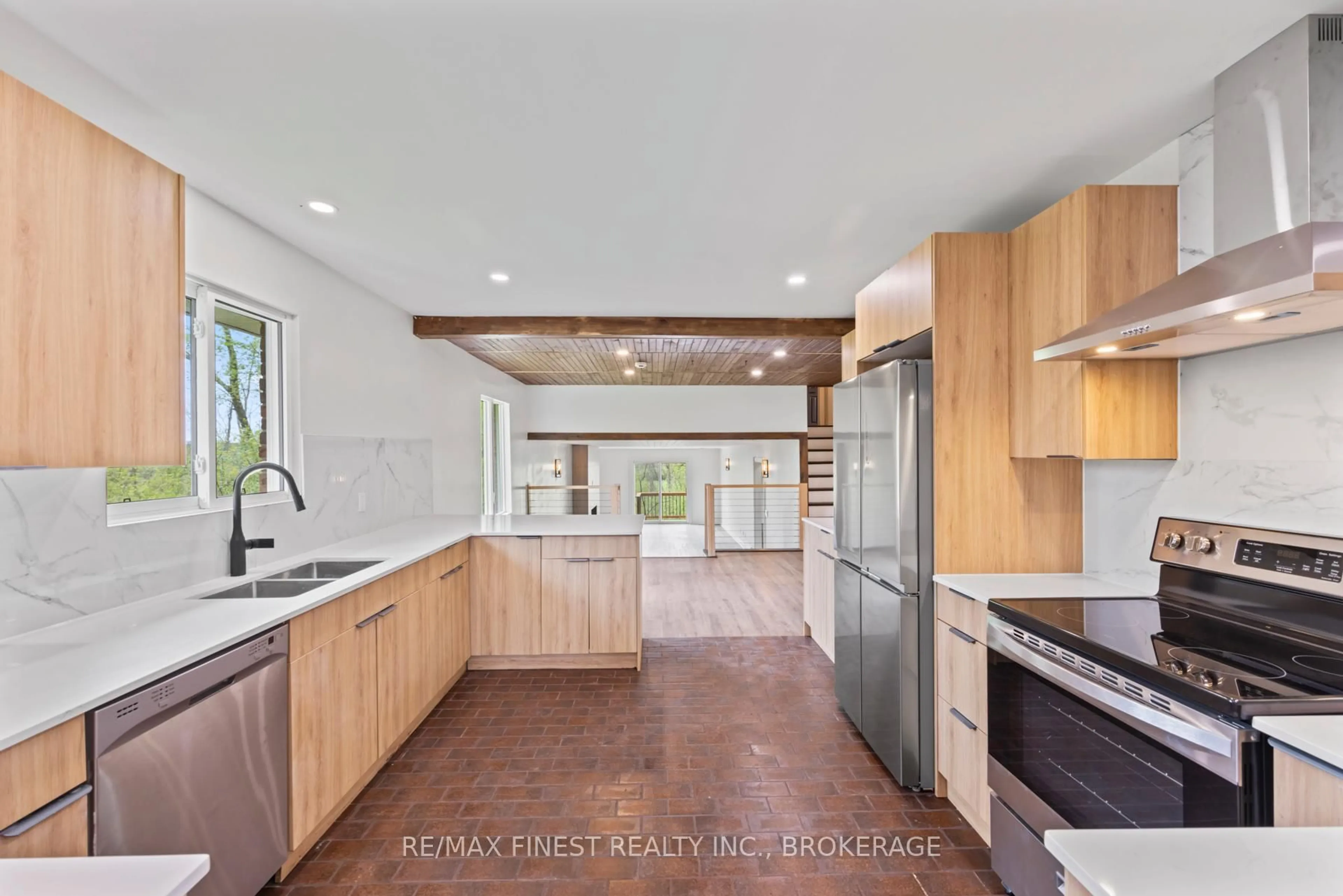 Contemporary kitchen, ceramic/tile floor for 3327 Wilton Rd, Harrowsmith Ontario K0H 1V0