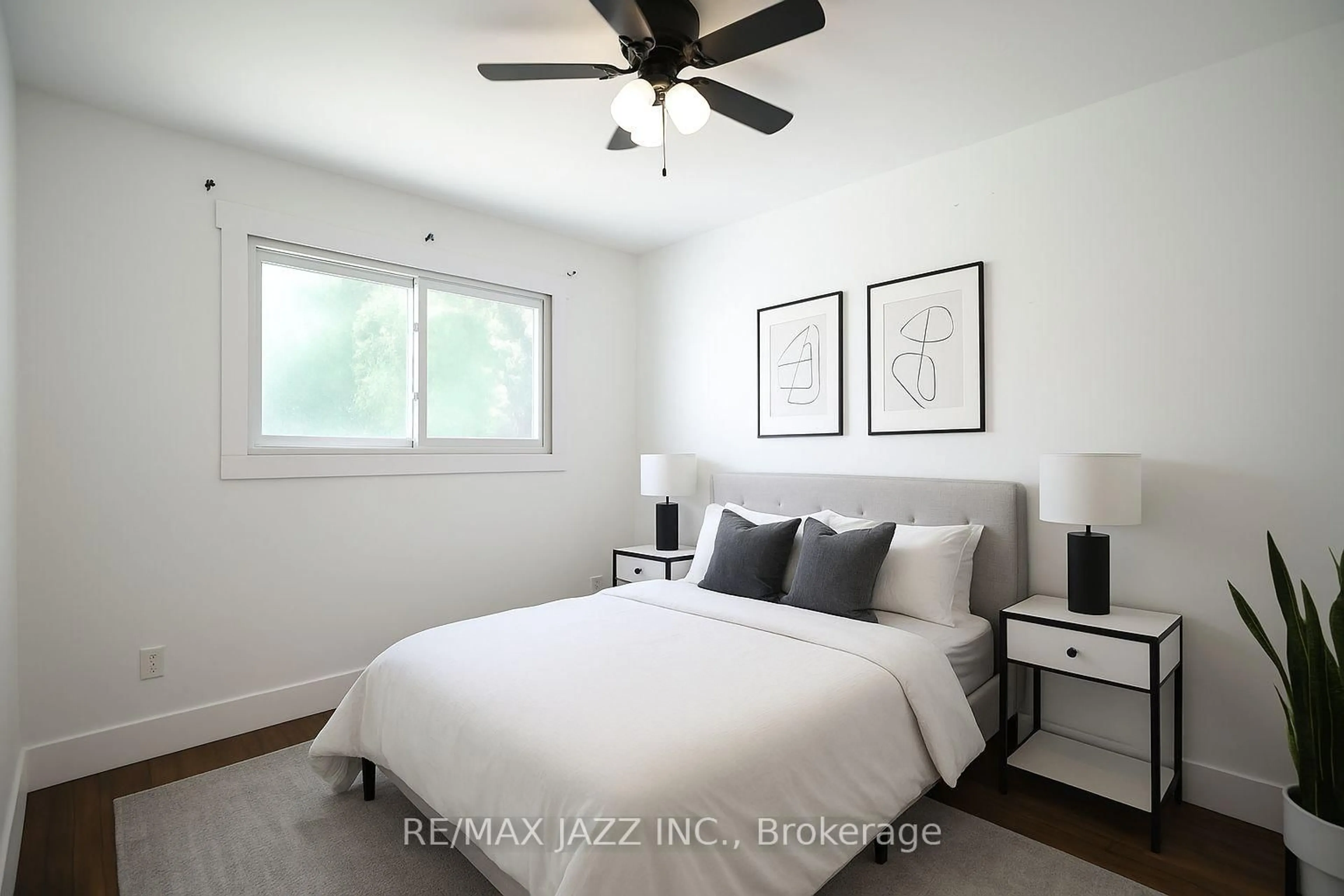 Bedroom with bed, wood/laminate floor for 159 Byron St, Quinte West Ontario K8V 2Y7