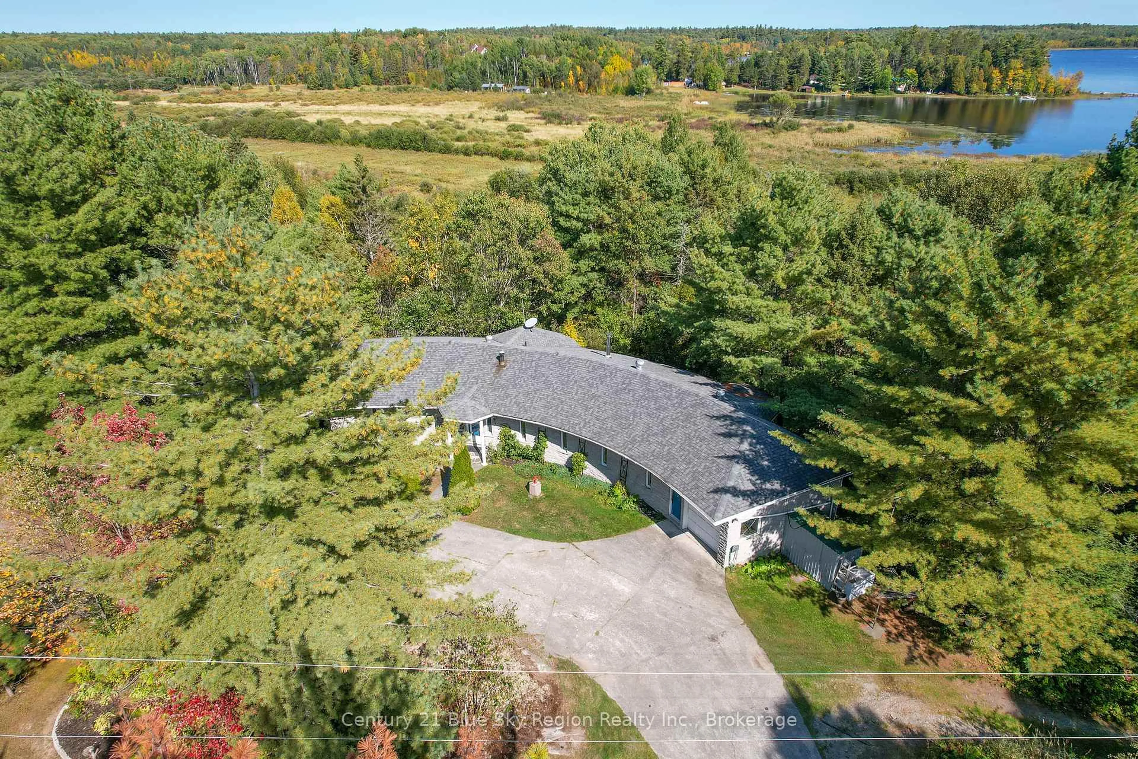 A pic from outside/outdoor area/front of a property/back of a property/a pic from drone, water/lake/river/ocean view for 860 Deer Lake Rd, West Nipissing Ontario P0H 2N0