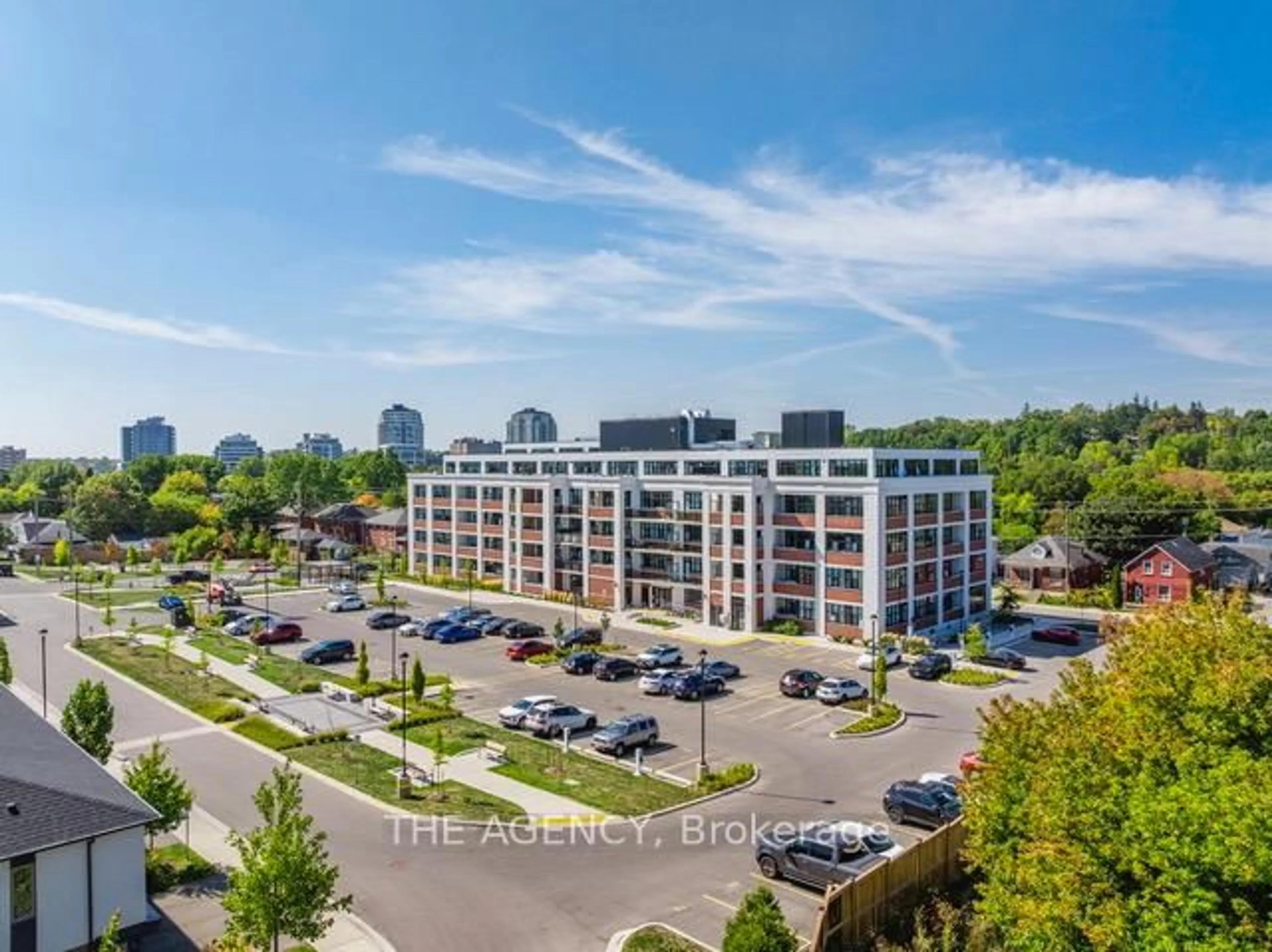 A pic from outside/outdoor area/front of a property/back of a property/a pic from drone, city buildings view from balcony for 120 HURON St #221, Guelph Ontario N1E 0T8