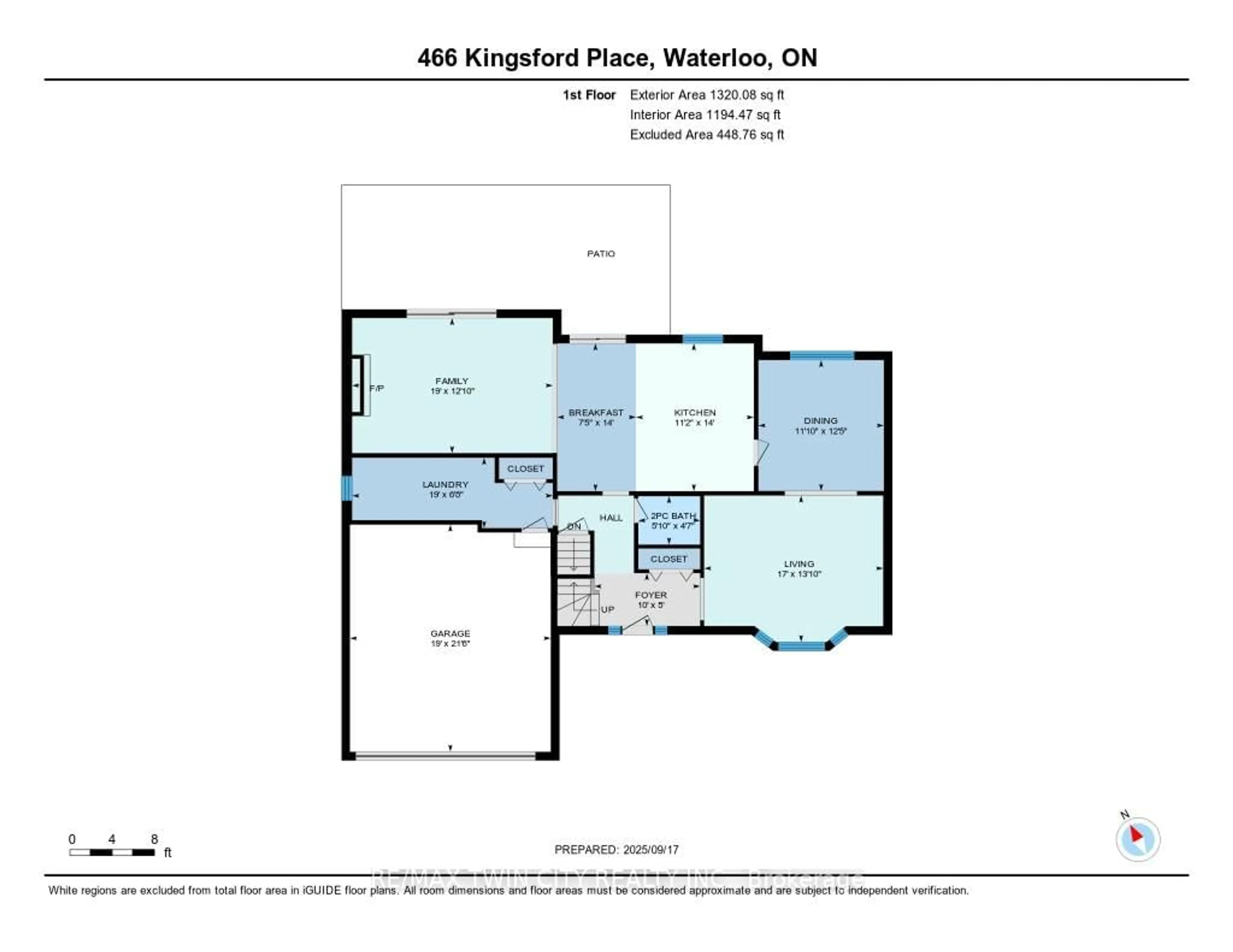 Floor plan for 466 Kingsford Pl, Waterloo Ontario N2T 1K9