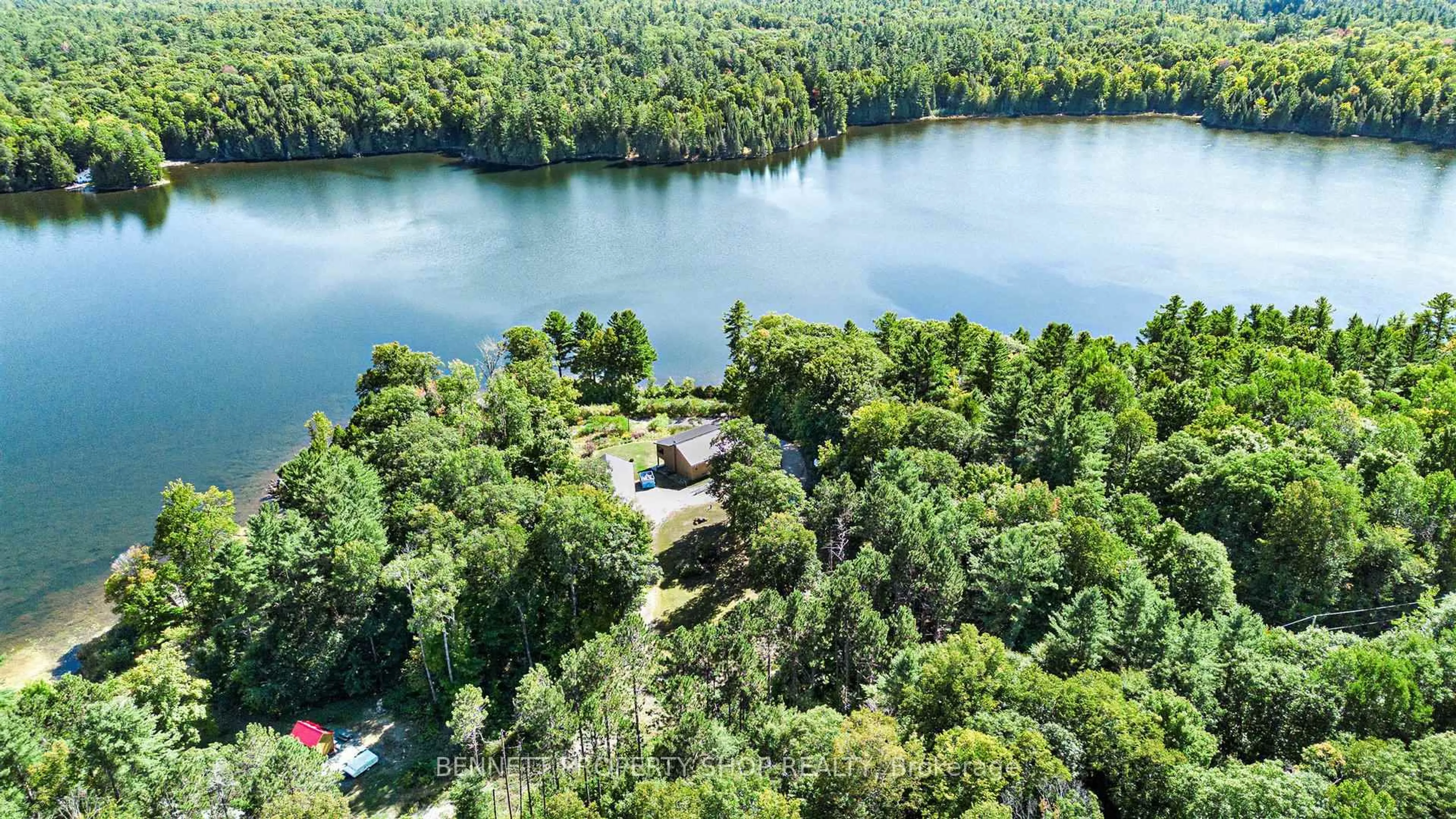 A pic from outside/outdoor area/front of a property/back of a property/a pic from drone, water/lake/river/ocean view for 250 Horne Lake Rd, Lanark Ontario K0G 1K0