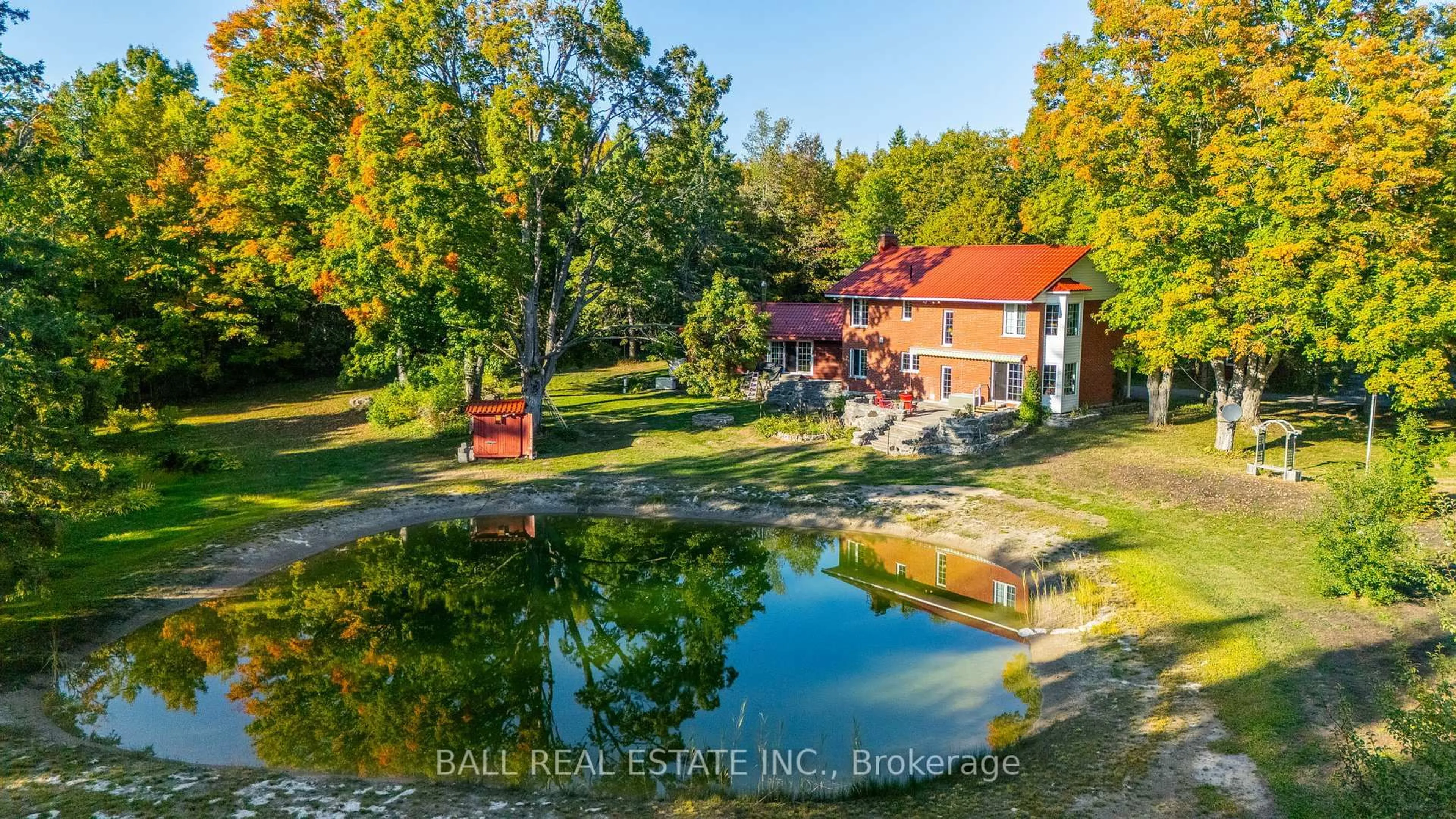 A pic from outside/outdoor area/front of a property/back of a property/a pic from drone, water/lake/river/ocean view for 849 County Rd 49, Kawartha Lakes Ontario K0M 1A0