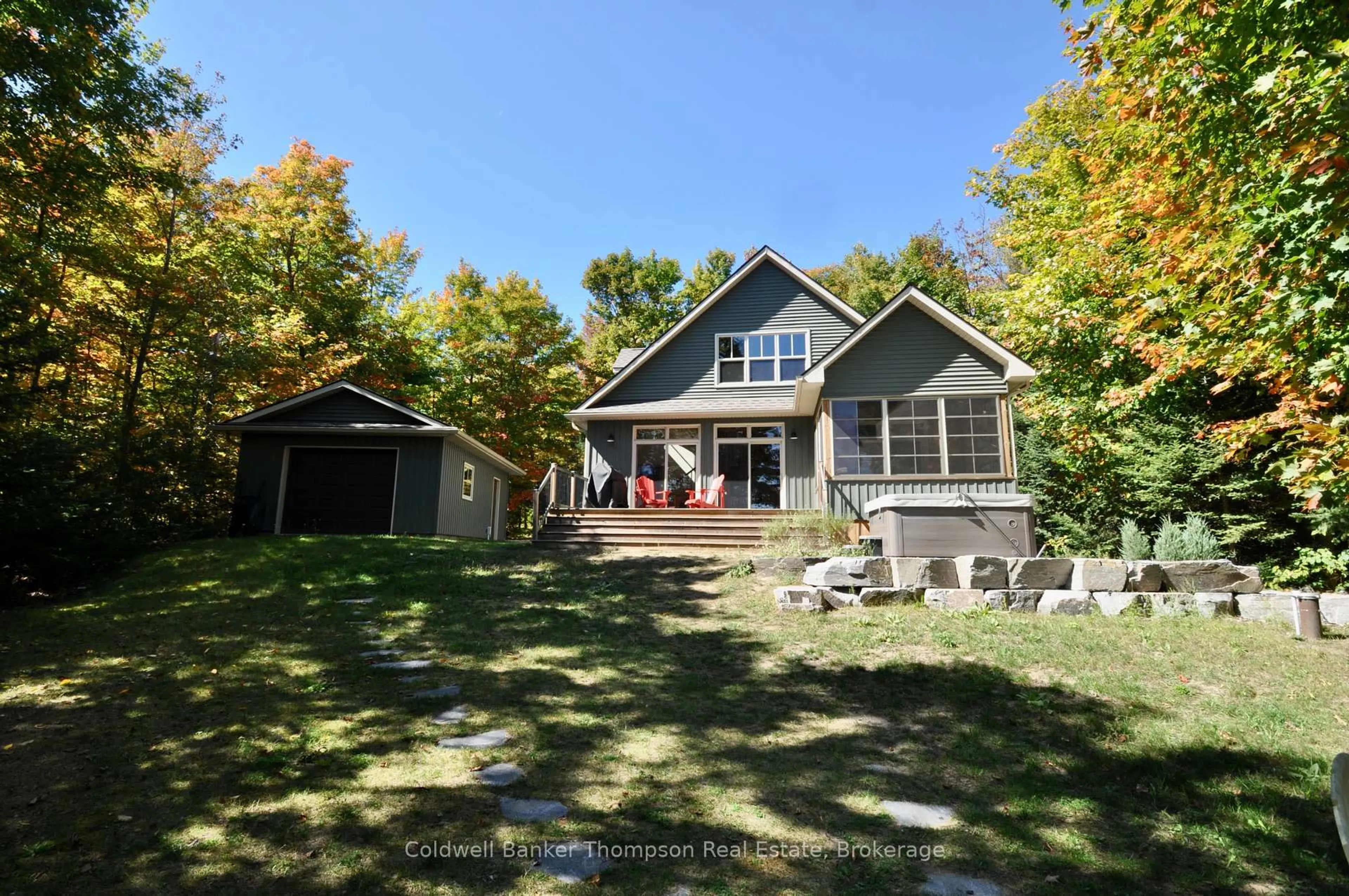 A pic from outside/outdoor area/front of a property/back of a property/a pic from drone, water/lake/river/ocean view for 479 Scarlett Rd, Machar Ontario P0A 1X0