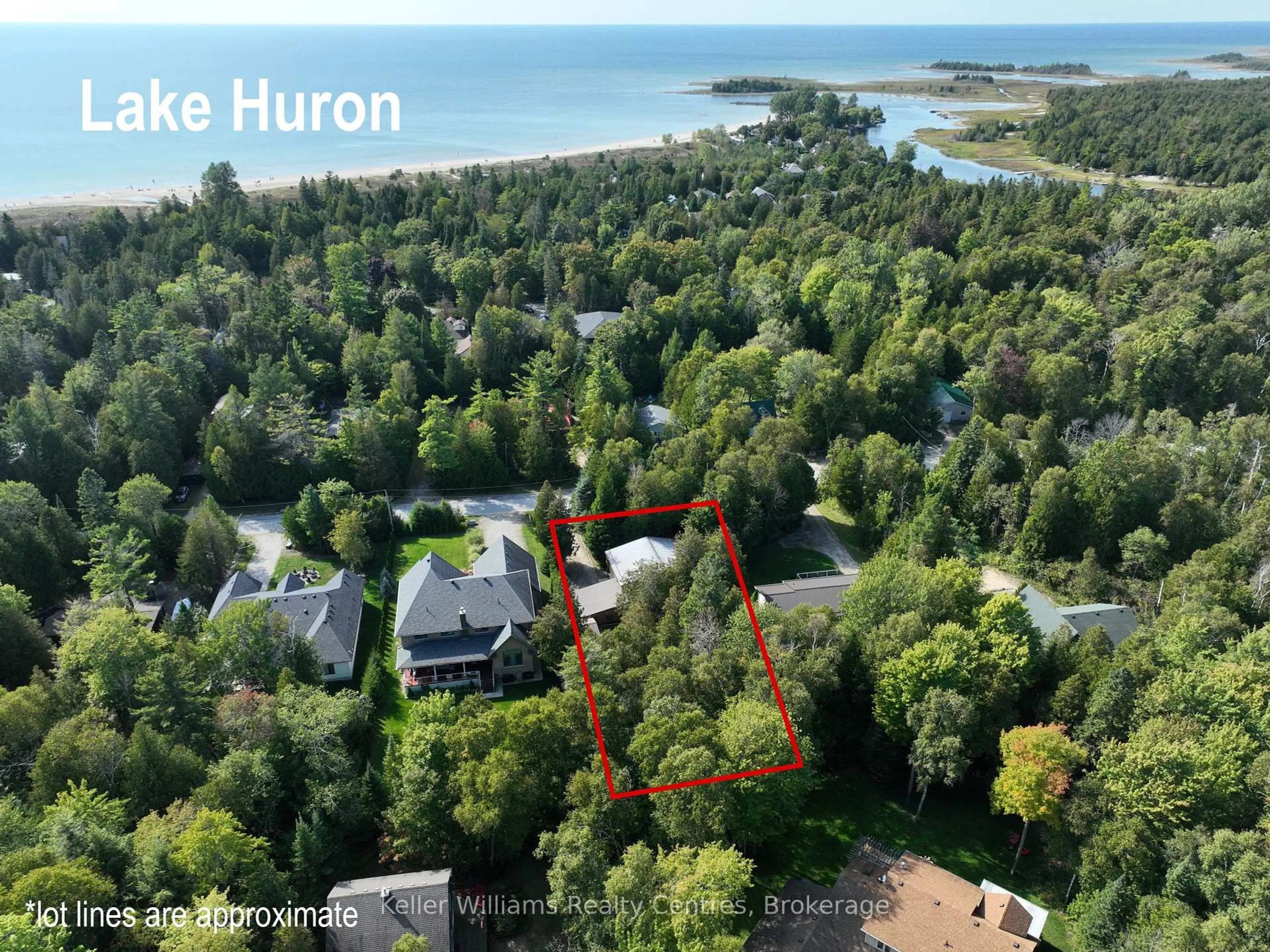 A pic from outside/outdoor area/front of a property/back of a property/a pic from drone, water/lake/river/ocean view for 1113 Second Ave, South Bruce Peninsula Ontario N0H 2G0