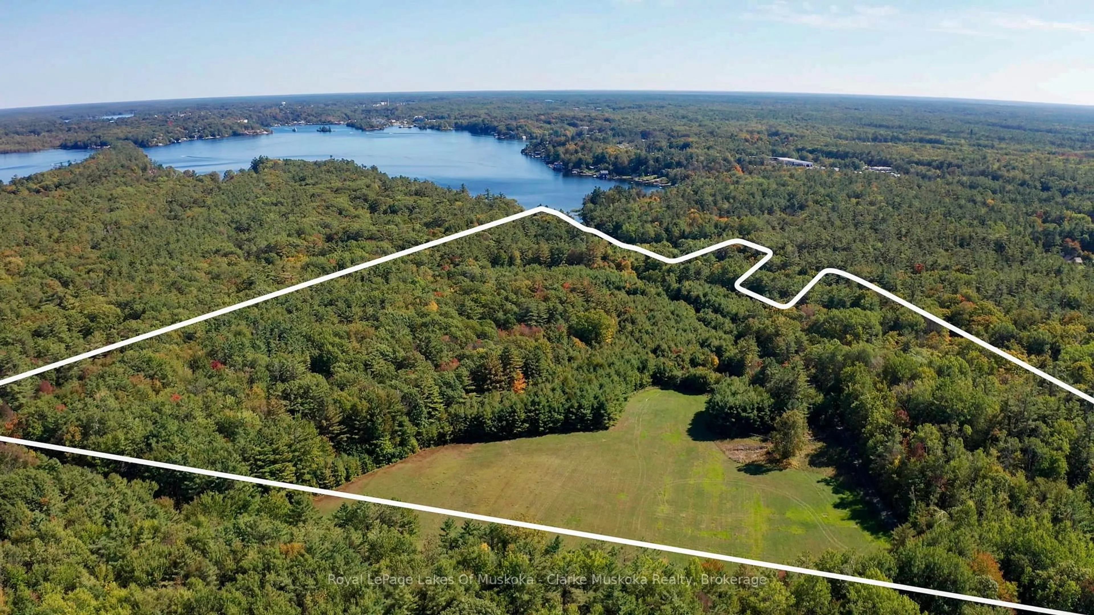 A pic from outside/outdoor area/front of a property/back of a property/a pic from drone, water/lake/river/ocean view for 1064 Road 3200 & 0 Parkers Point Road, Gravenhurst Ontario P1P 1R2