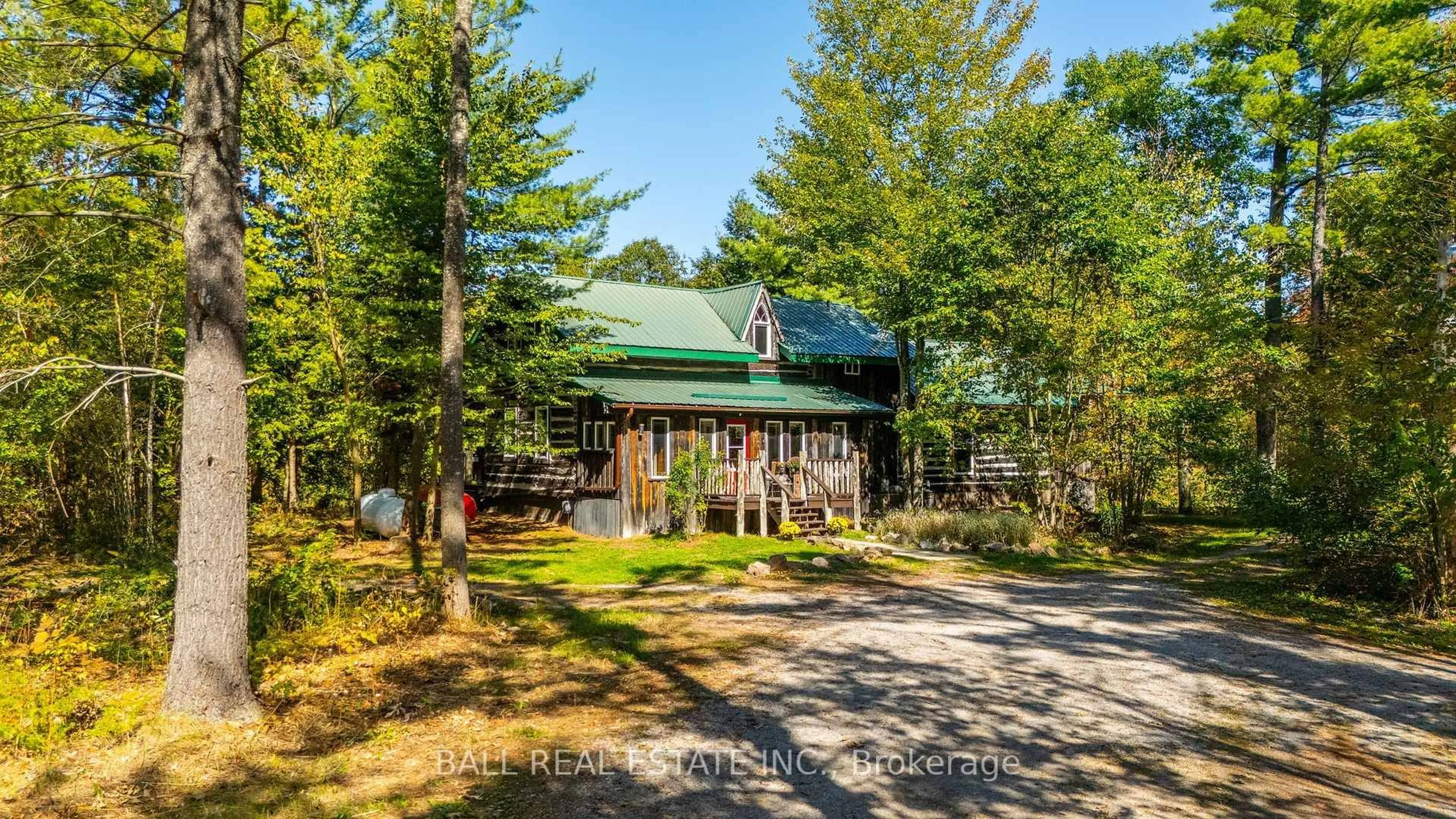 A pic from outside/outdoor area/front of a property/back of a property/a pic from drone, forest/trees view for 221 Edwina Dr, Trent Lakes Ontario K0M 1A0