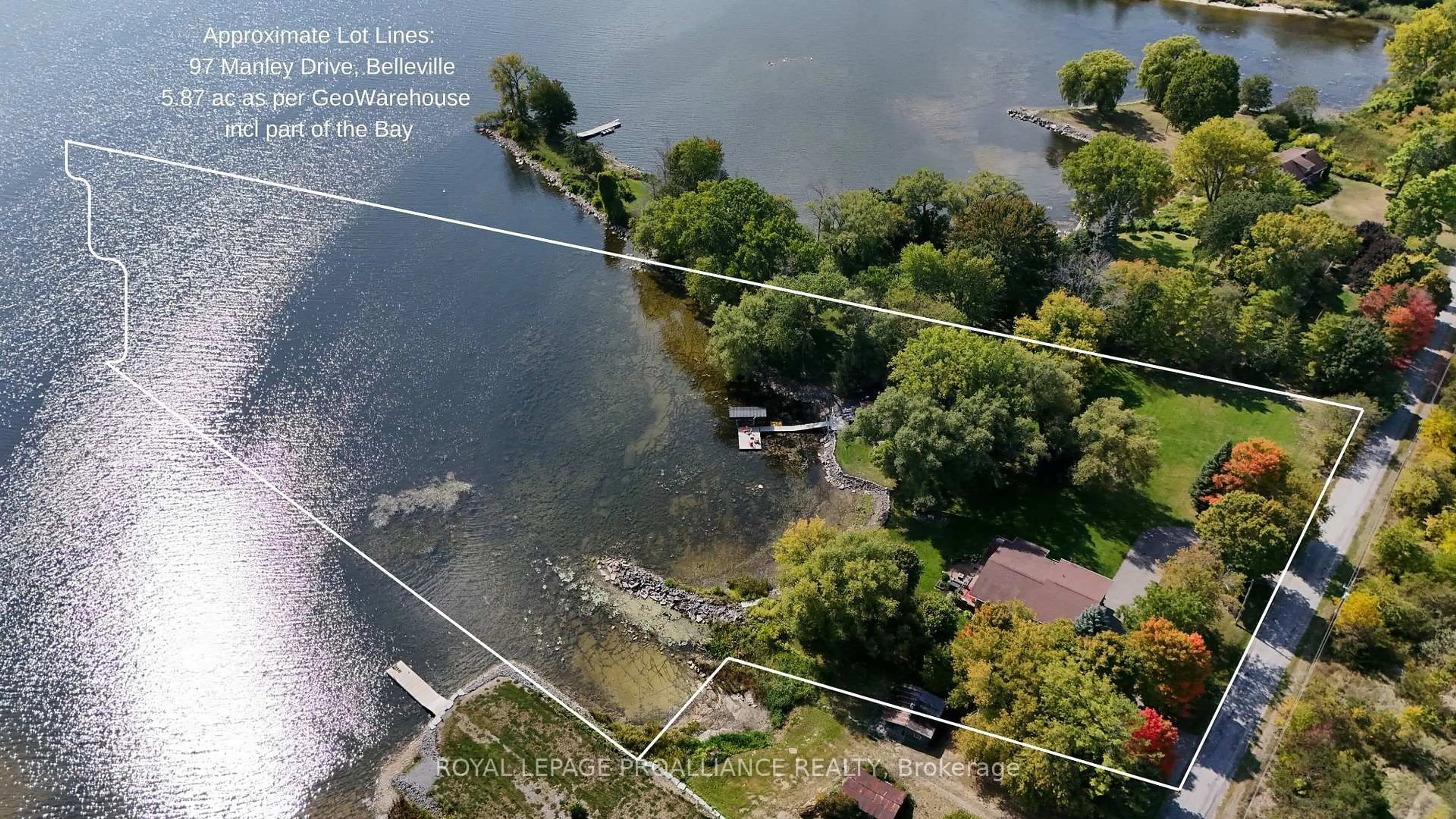 A pic from outside/outdoor area/front of a property/back of a property/a pic from drone, water/lake/river/ocean view for 97 Manley Dr, Belleville Ontario K8N 4Z4