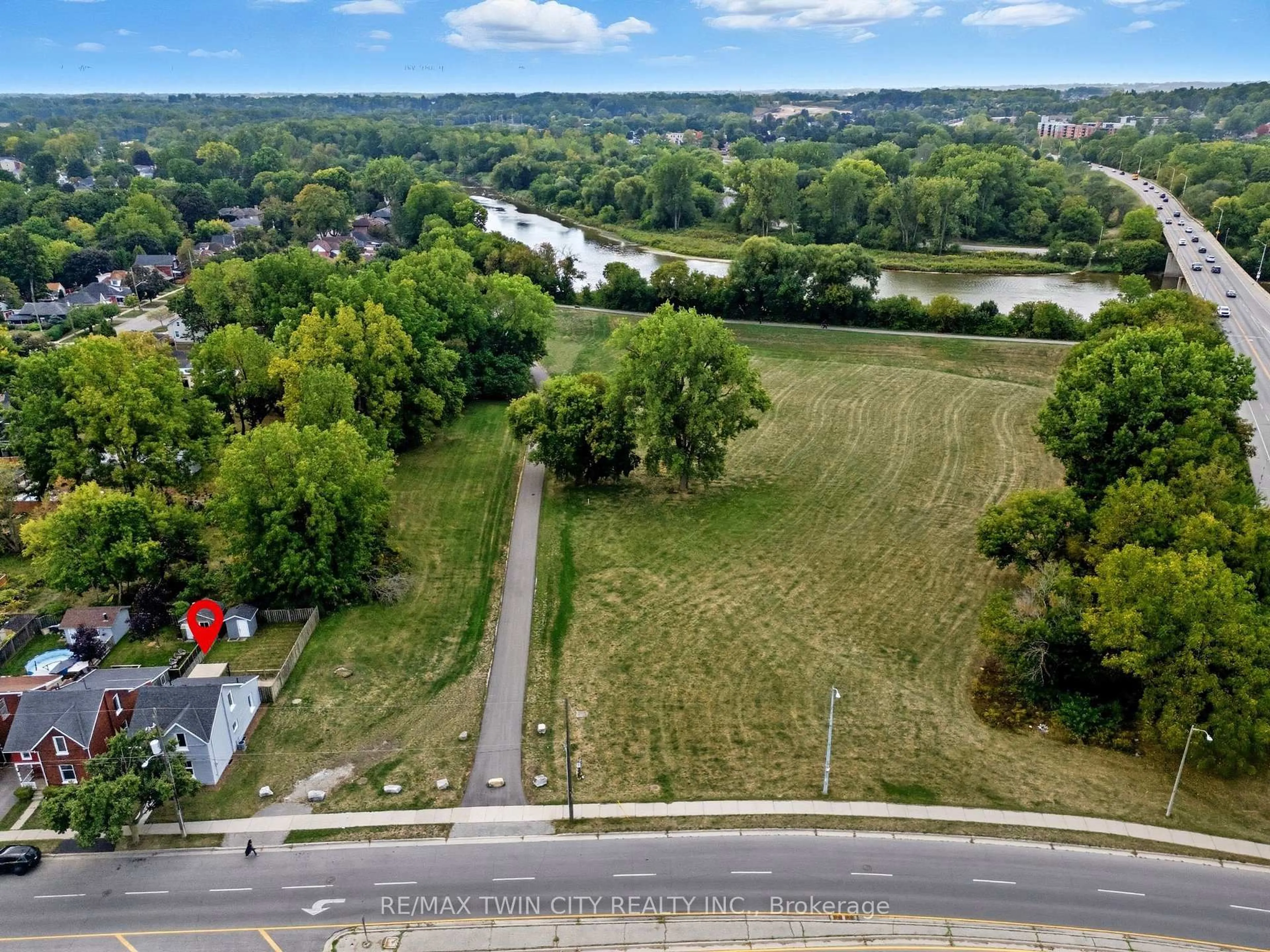 A pic from outside/outdoor area/front of a property/back of a property/a pic from drone, water/lake/river/ocean view for 1 Ontario St, Brantford Ontario N3S 2B7