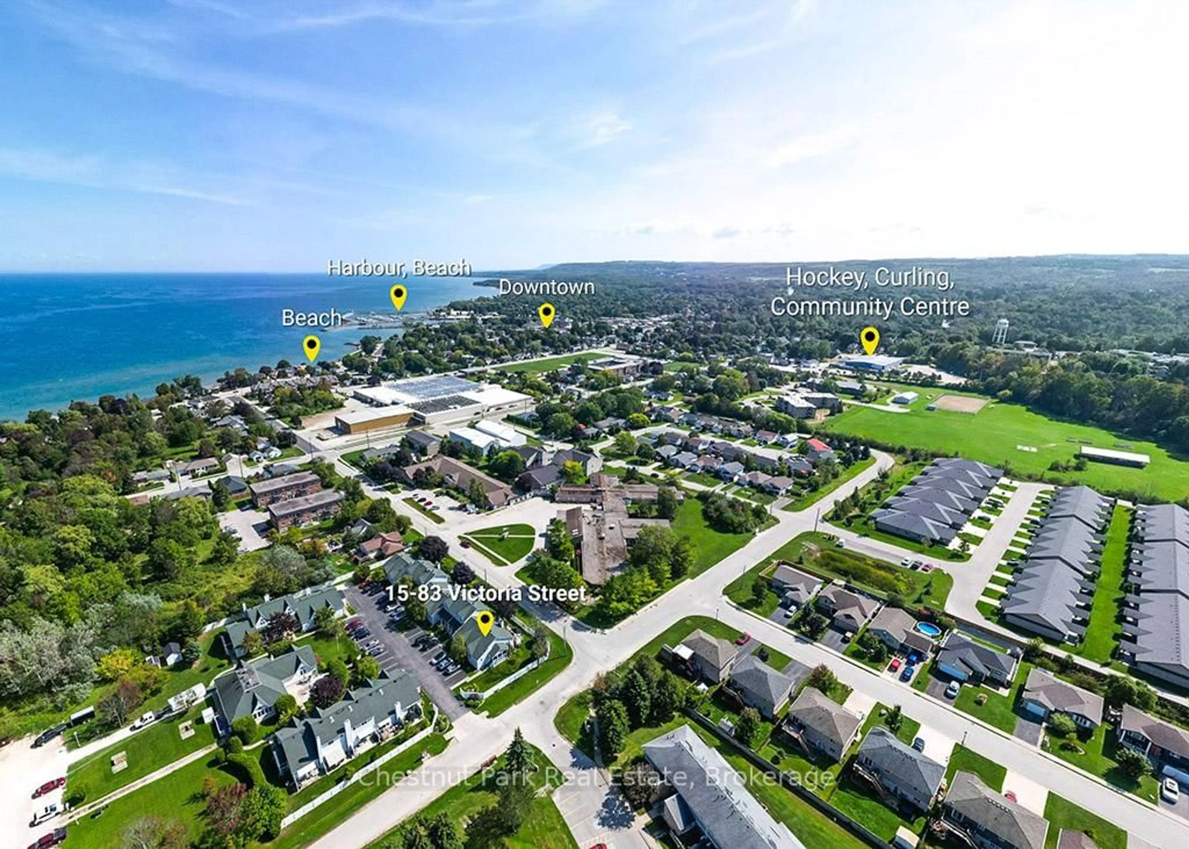 A pic from outside/outdoor area/front of a property/back of a property/a pic from drone, water/lake/river/ocean view for 83 Victoria St #15, Meaford Ontario N4L 1R4