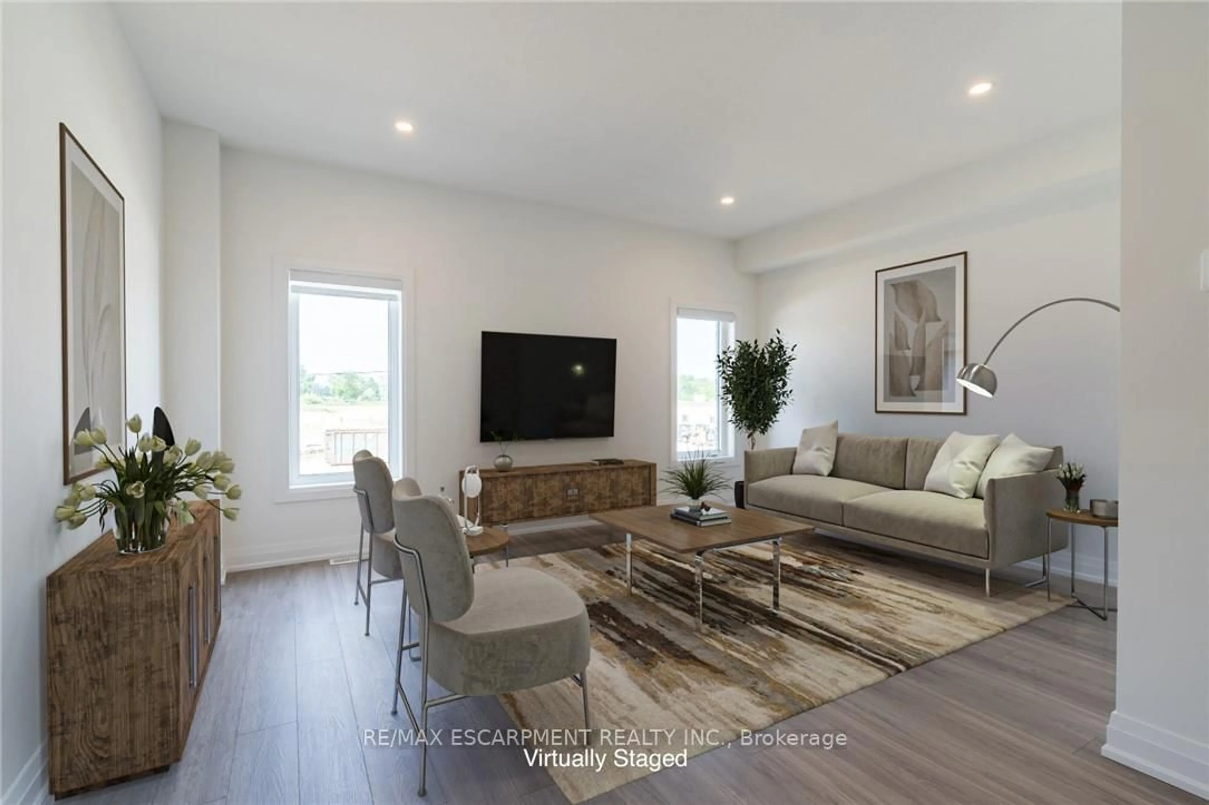 Living room with furniture, wood/laminate floor for 15 Raspberry Lane, Hamilton Ontario L0R 1W0
