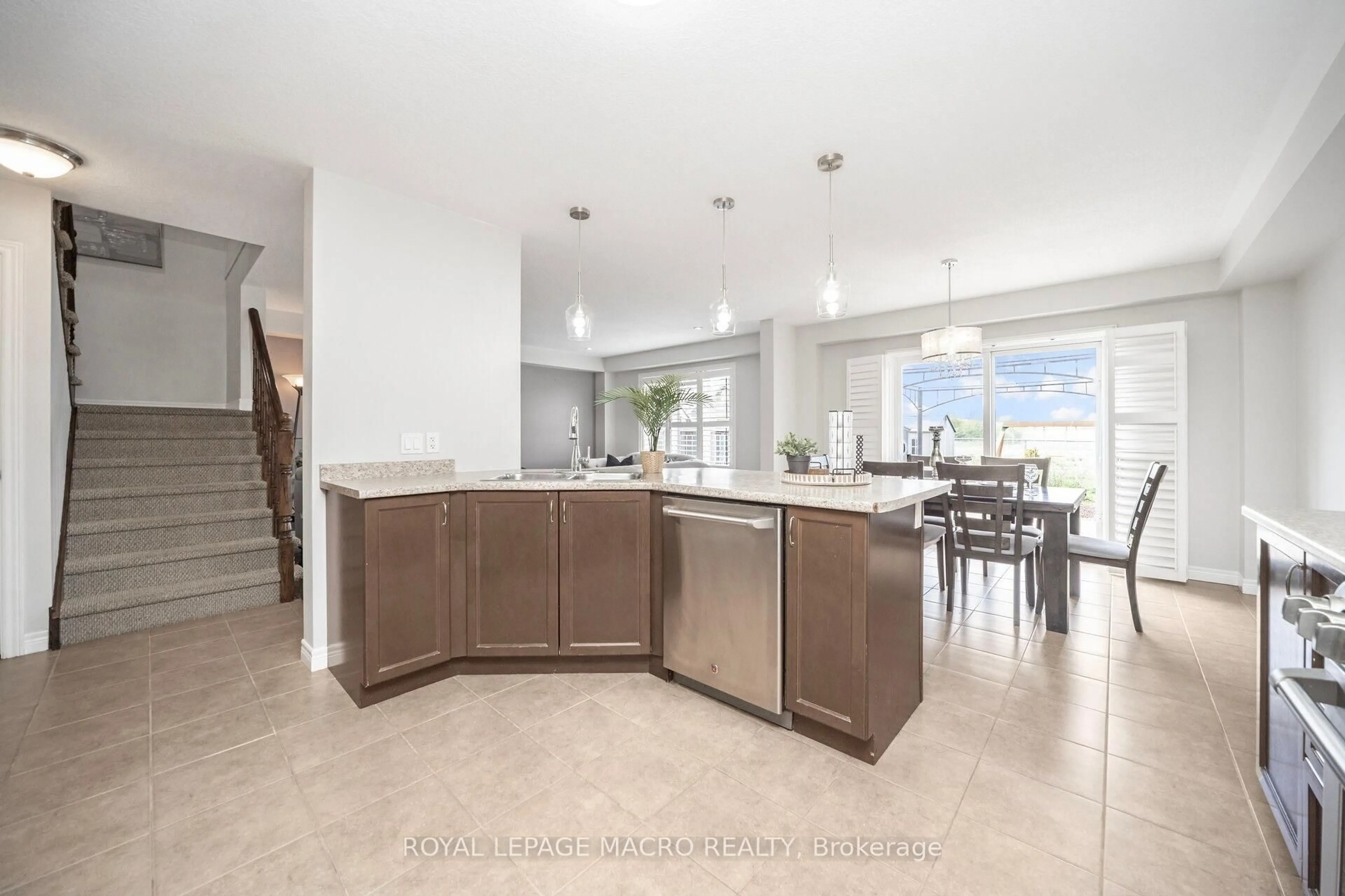 Open concept kitchen, ceramic/tile floor for 115 Pelech Cres, Hamilton Ontario L0R 1P0