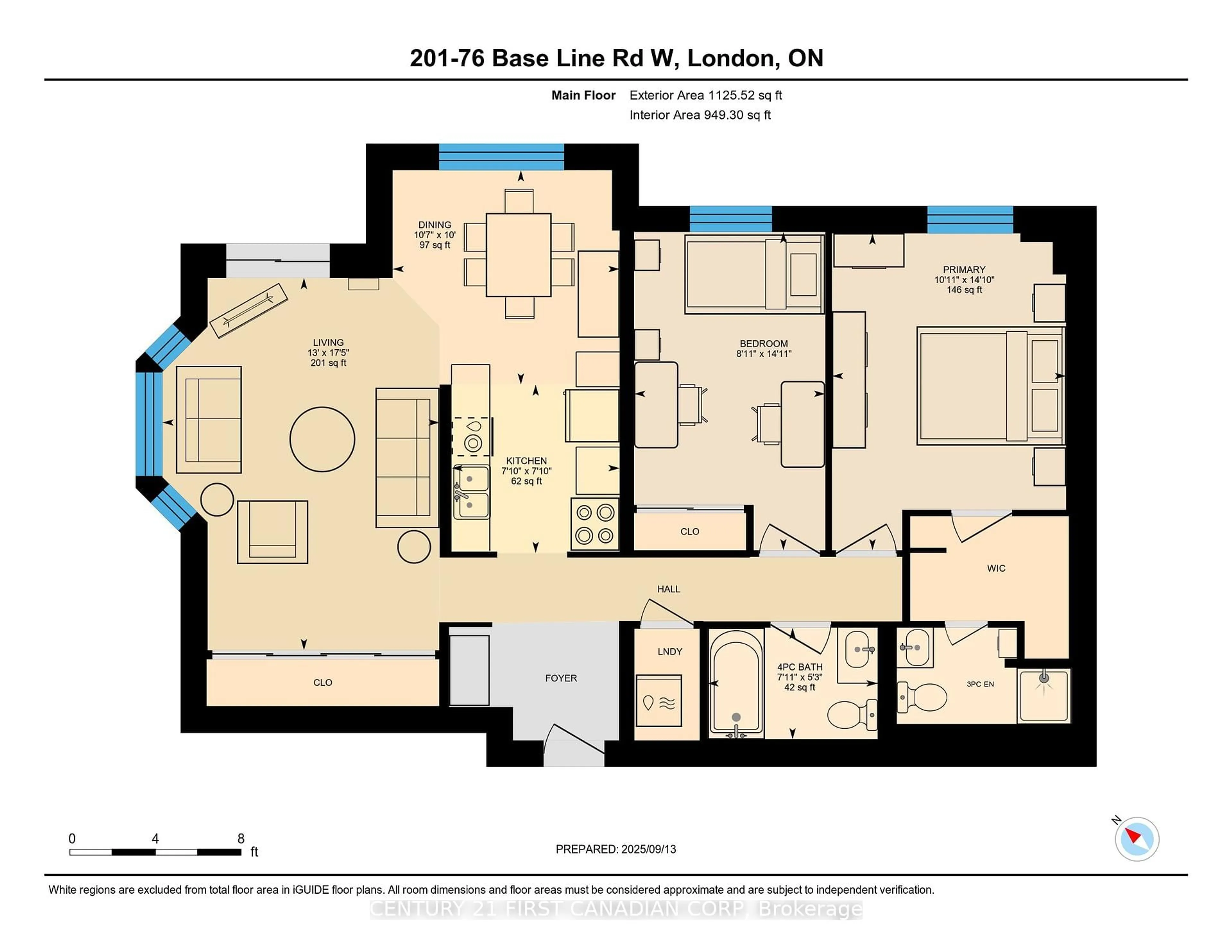 Floor plan for 76 Baseline Rd #201, London South Ontario N6J 4X6