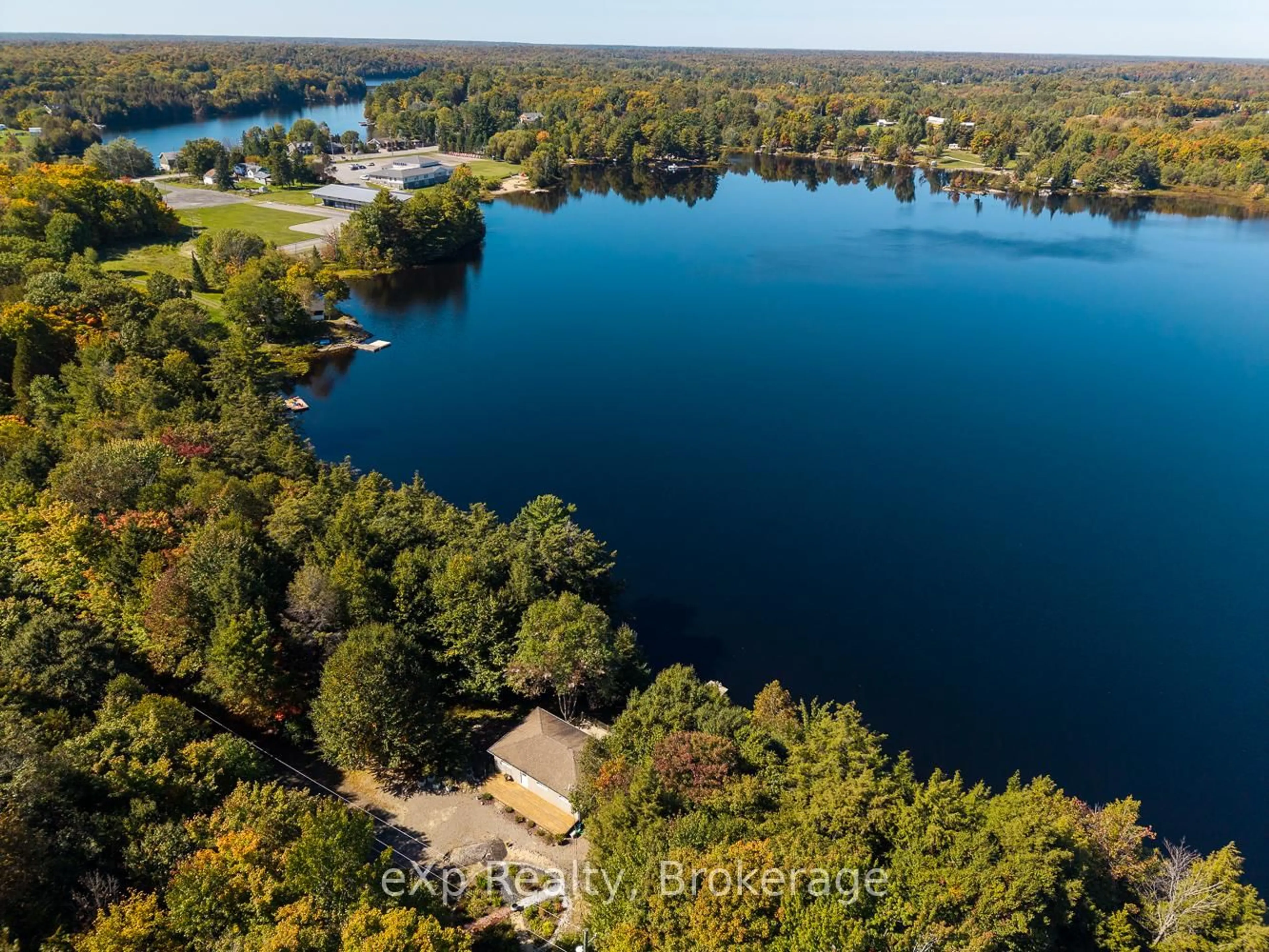 A pic from outside/outdoor area/front of a property/back of a property/a pic from drone, water/lake/river/ocean view for 4 Fire Route 140 (Turtle Lane) Rd, McKellar Ontario P0G 1C0