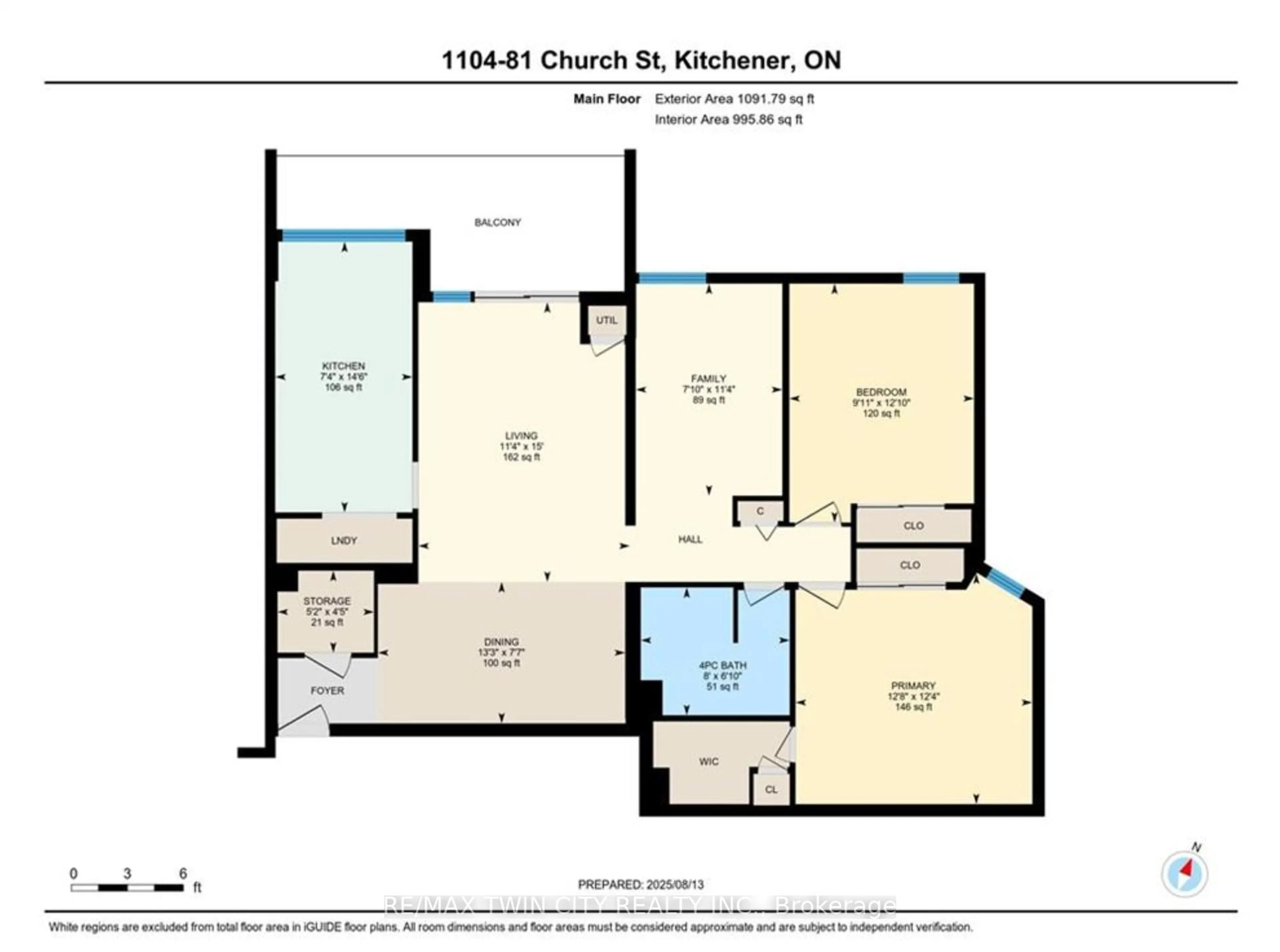 Floor plan for 81 Church St #1104, Kitchener Ontario N2G 4M1