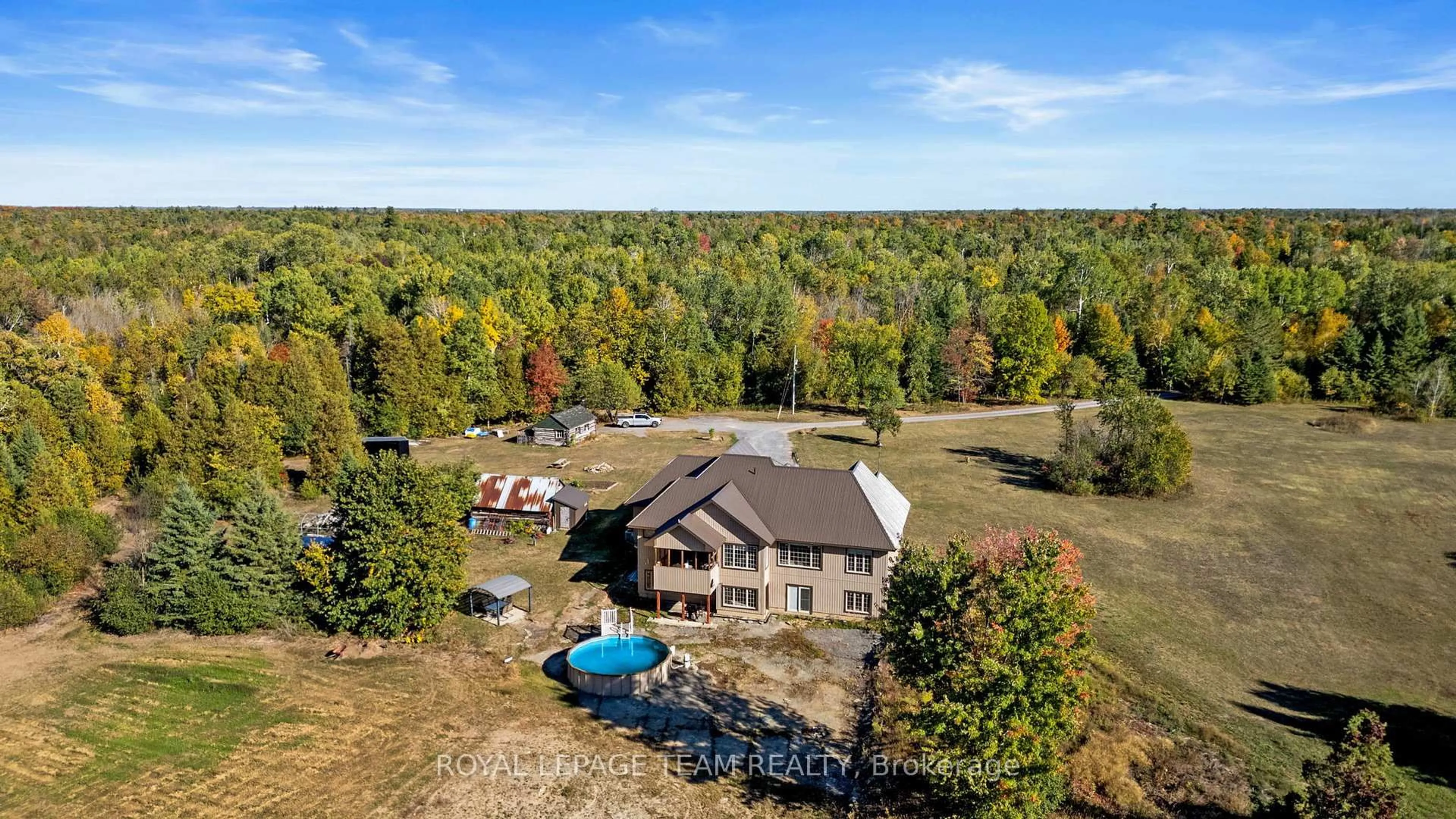 A pic from outside/outdoor area/front of a property/back of a property/a pic from drone, water/lake/river/ocean view for 450 Davis Side Rd, Smiths Falls Ontario K7A 4S7