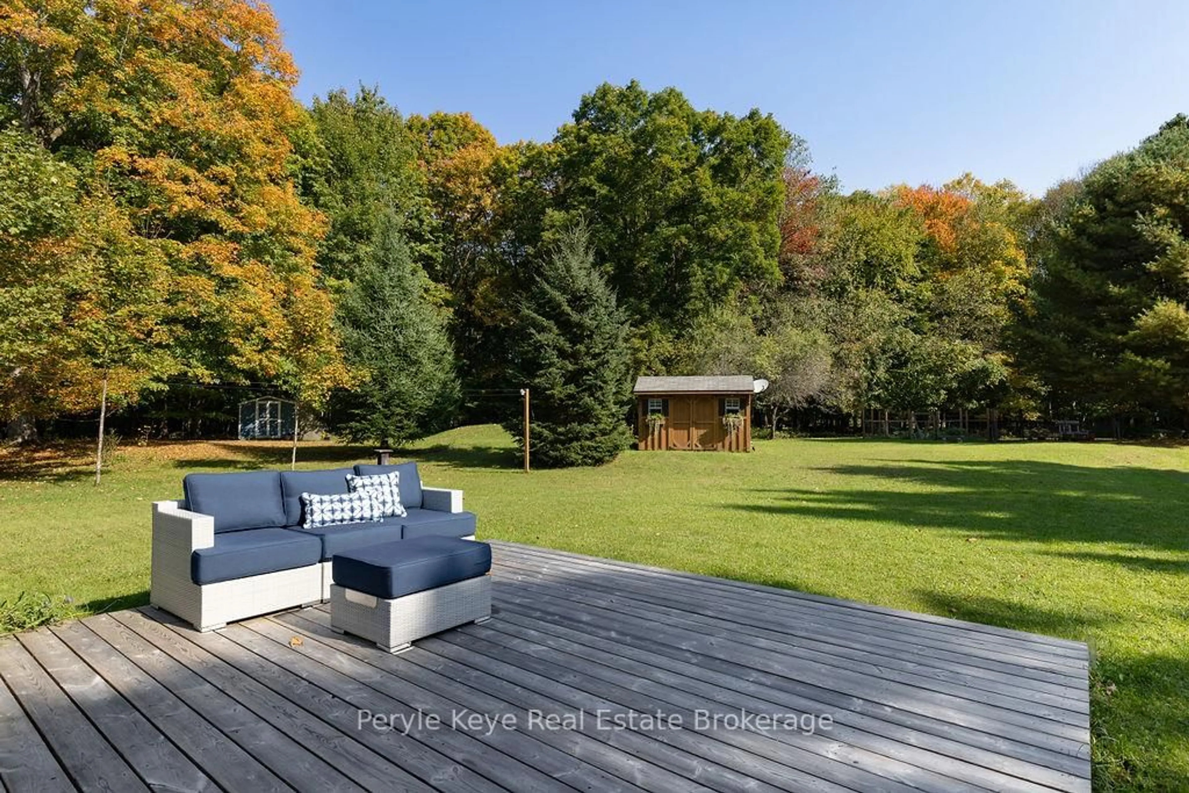 Patio, forest/trees view for 71 Deer Lake Rd, Huntsville Ontario P0B 1L0