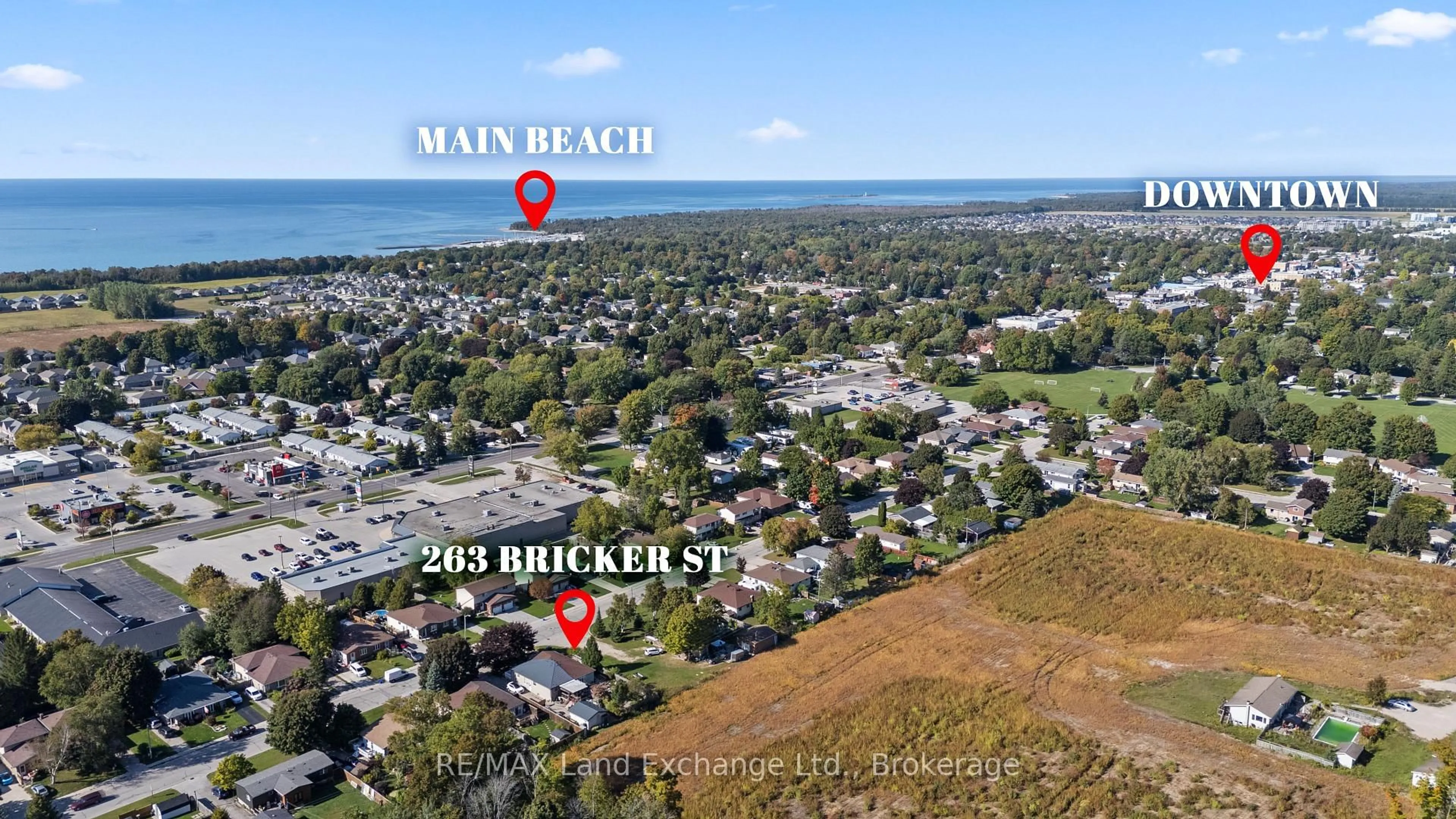 A pic from outside/outdoor area/front of a property/back of a property/a pic from drone, water/lake/river/ocean view for 263 Bricker St, Saugeen Shores Ontario N0H 2C1