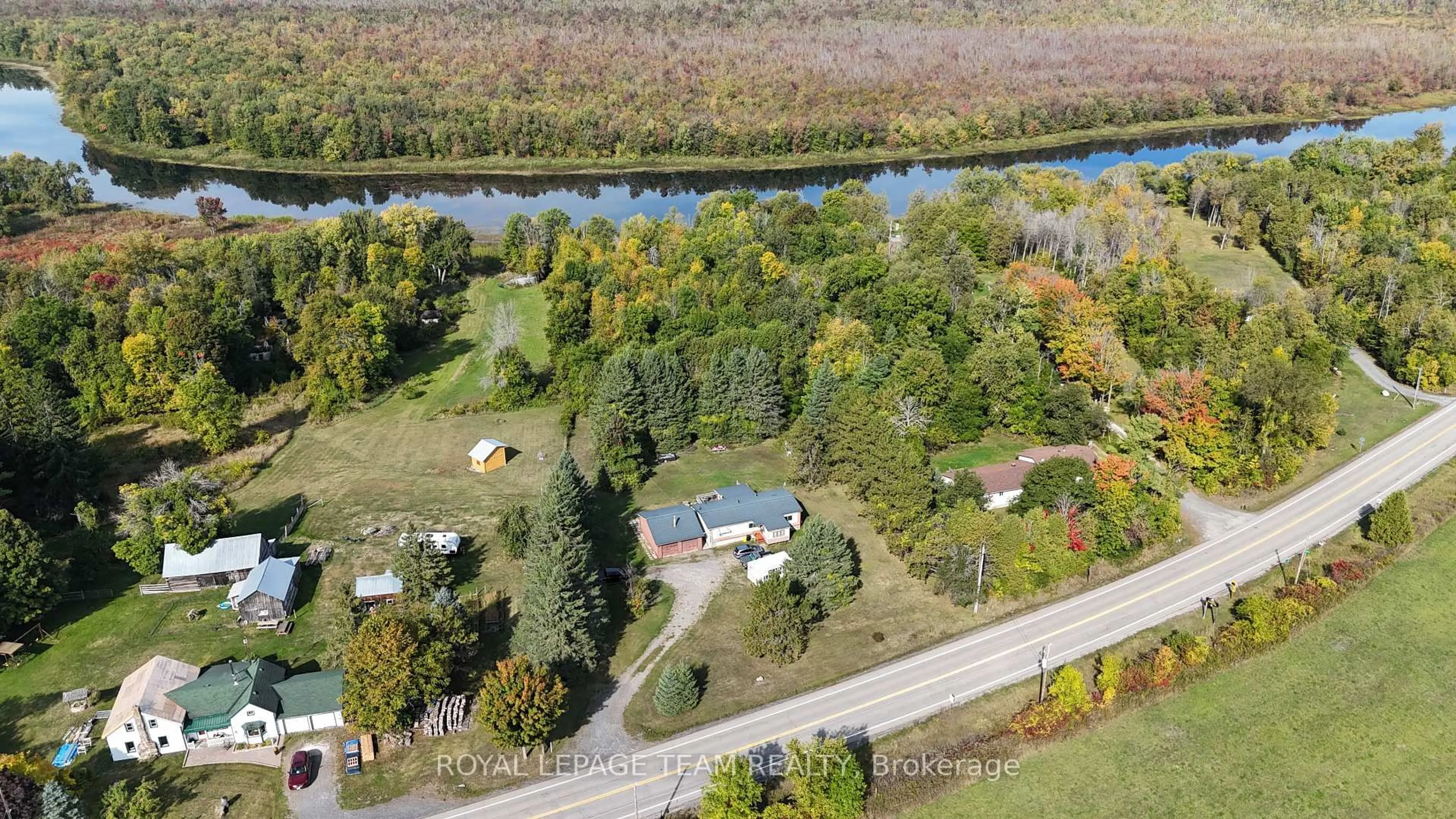 A pic from outside/outdoor area/front of a property/back of a property/a pic from drone, water/lake/river/ocean view for 1482 Ferguson Falls Rd, Lanark Ontario K0G 1K0