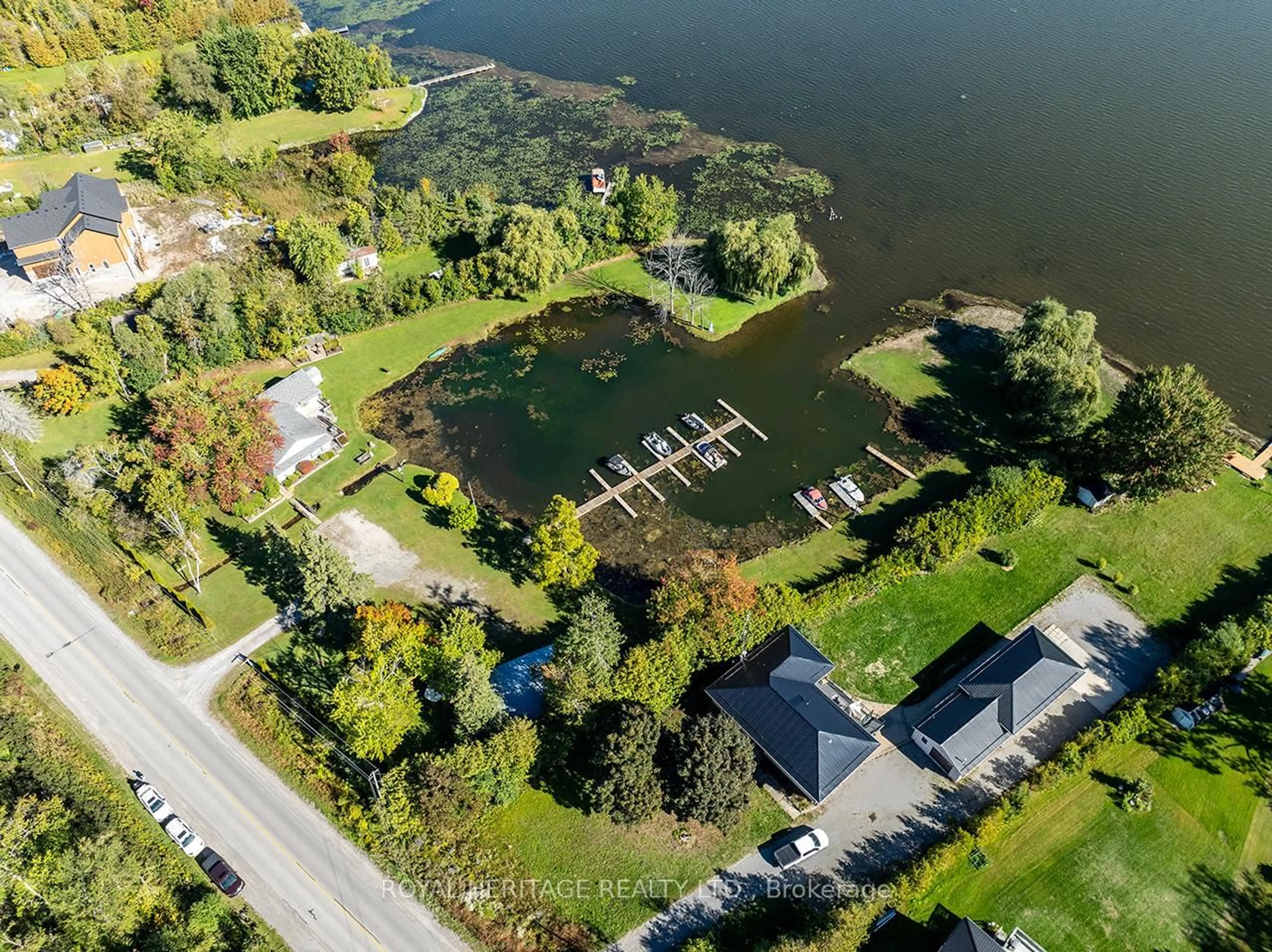 A pic from outside/outdoor area/front of a property/back of a property/a pic from drone, water/lake/river/ocean view for 5183 Rice Lake Dr, Hamilton Township Ontario K0K 1E0