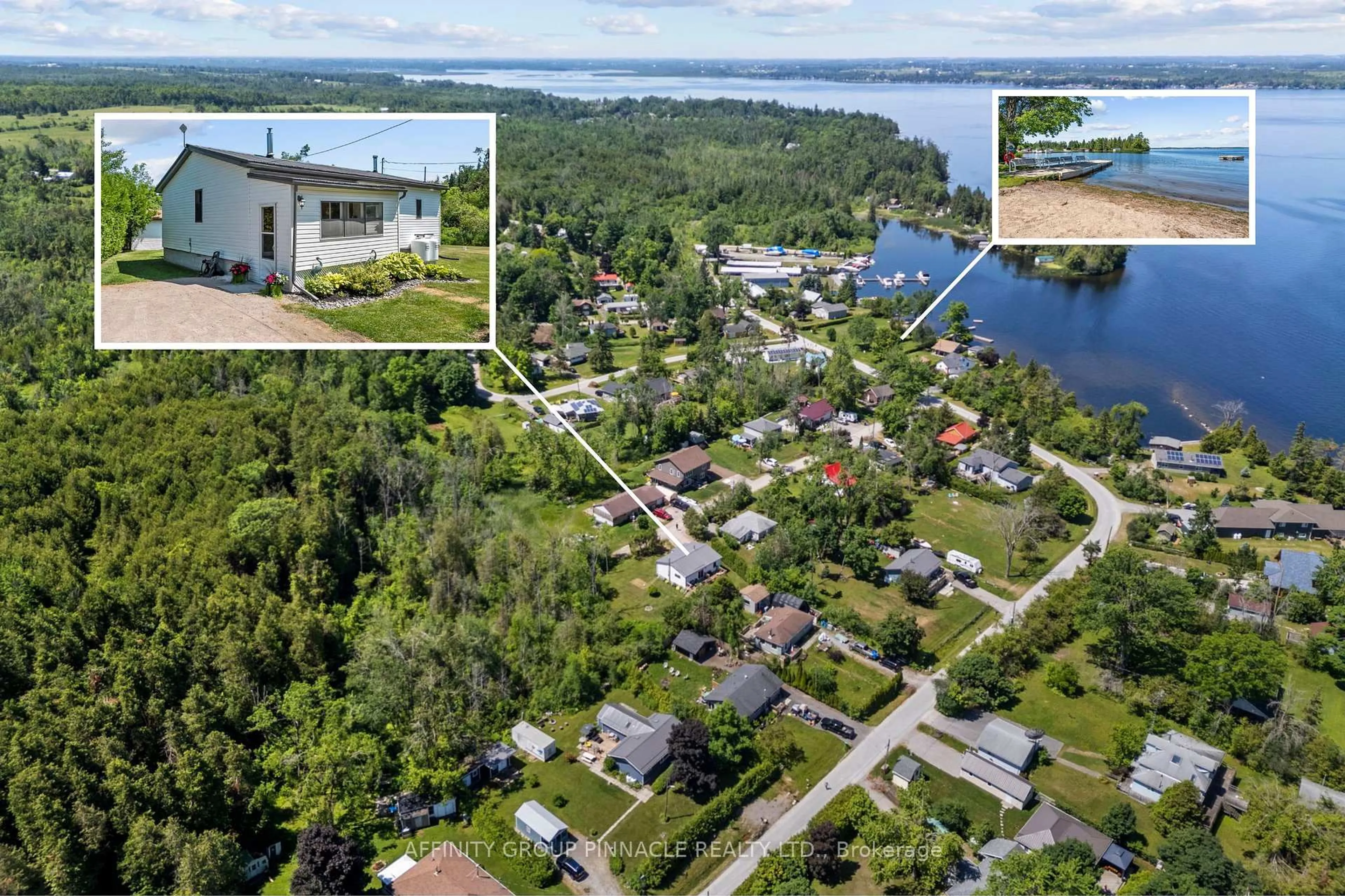A pic from outside/outdoor area/front of a property/back of a property/a pic from drone, water/lake/river/ocean view for 13 Leaf St, Kawartha Lakes Ontario K6H 5R6