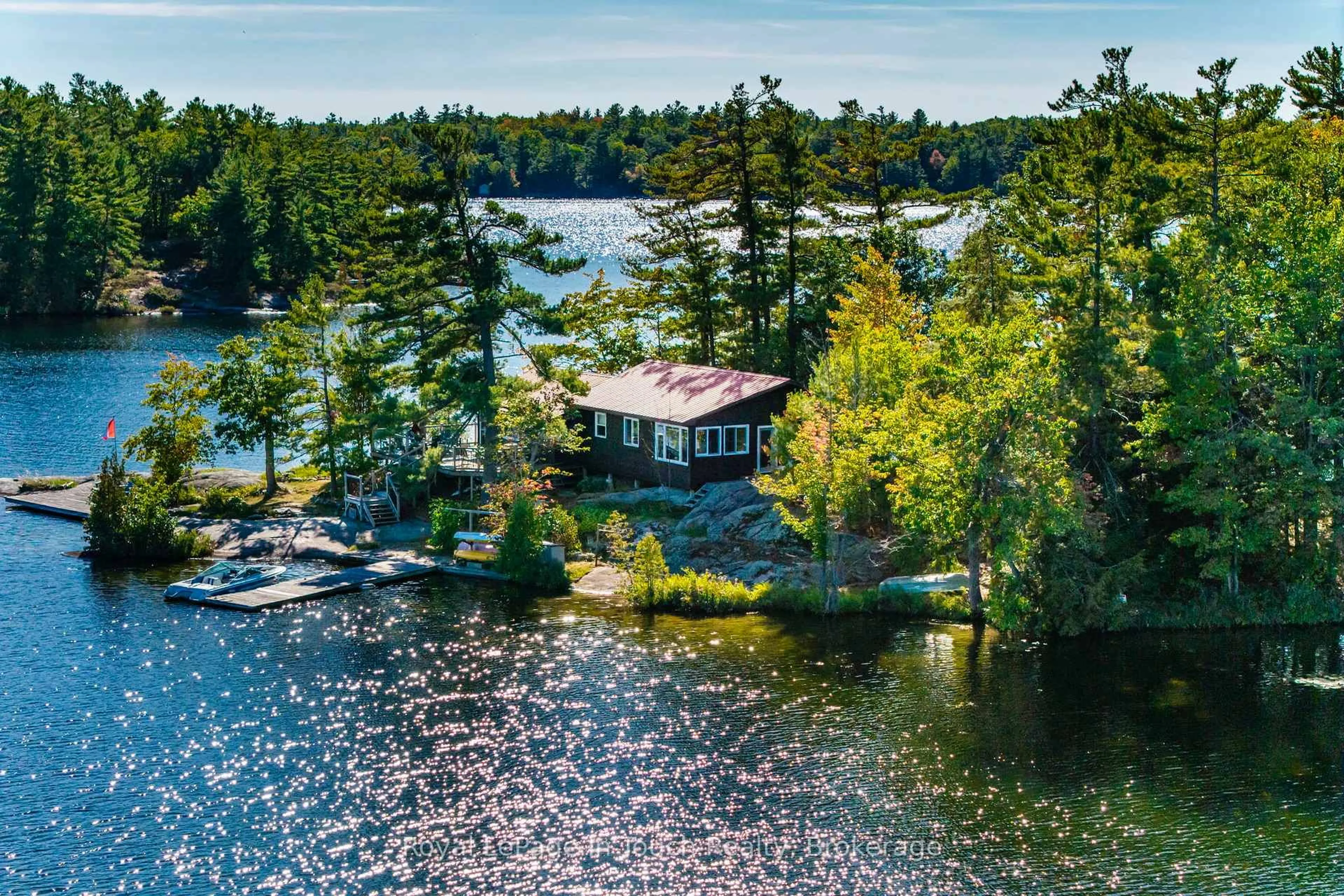 A pic from outside/outdoor area/front of a property/back of a property/a pic from drone, water/lake/river/ocean view for 2 Island 190 Island, Georgian Bay Ontario L0K 1S0