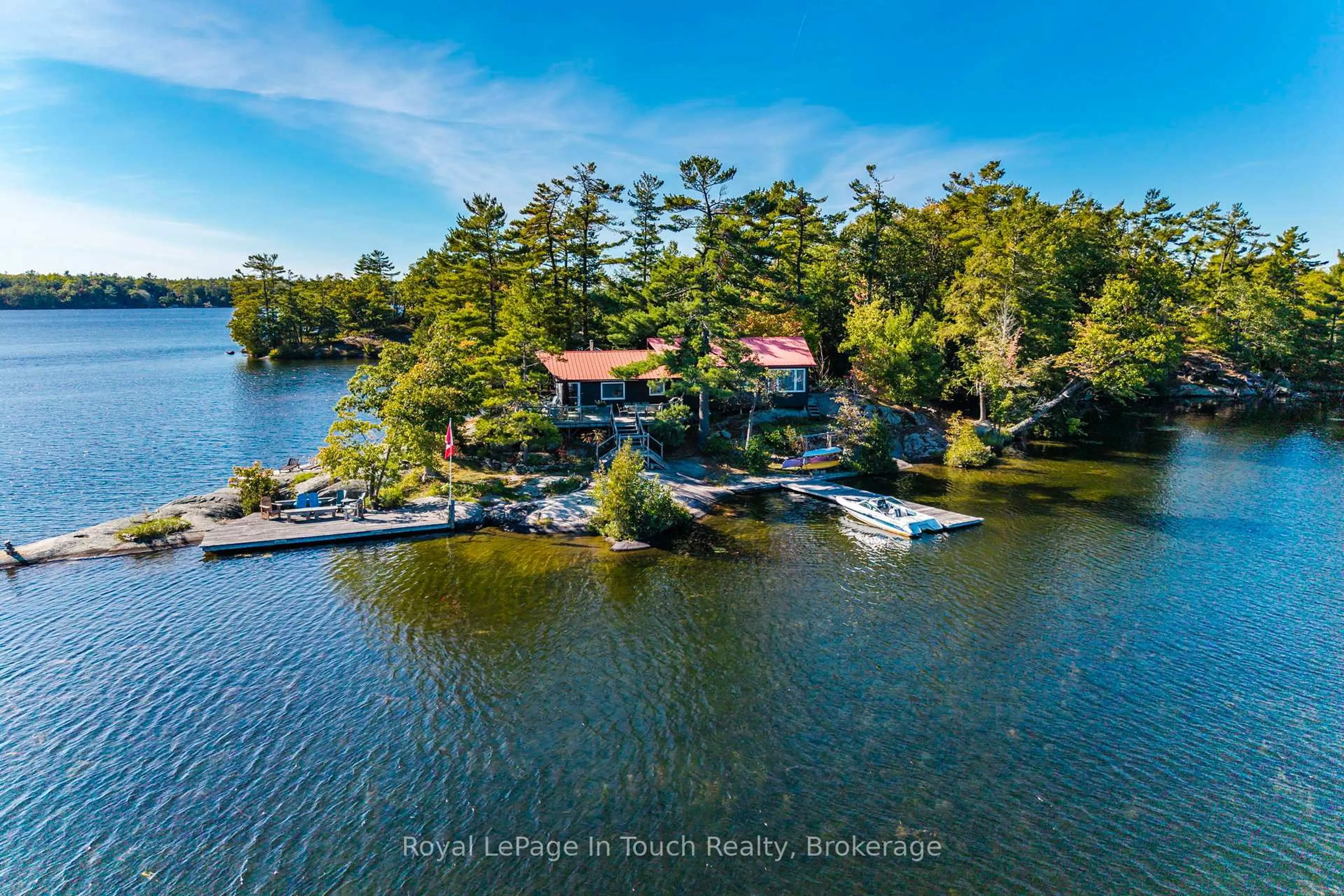 A pic from outside/outdoor area/front of a property/back of a property/a pic from drone, water/lake/river/ocean view for 2 Island 190 Island, Georgian Bay Ontario L0K 1S0