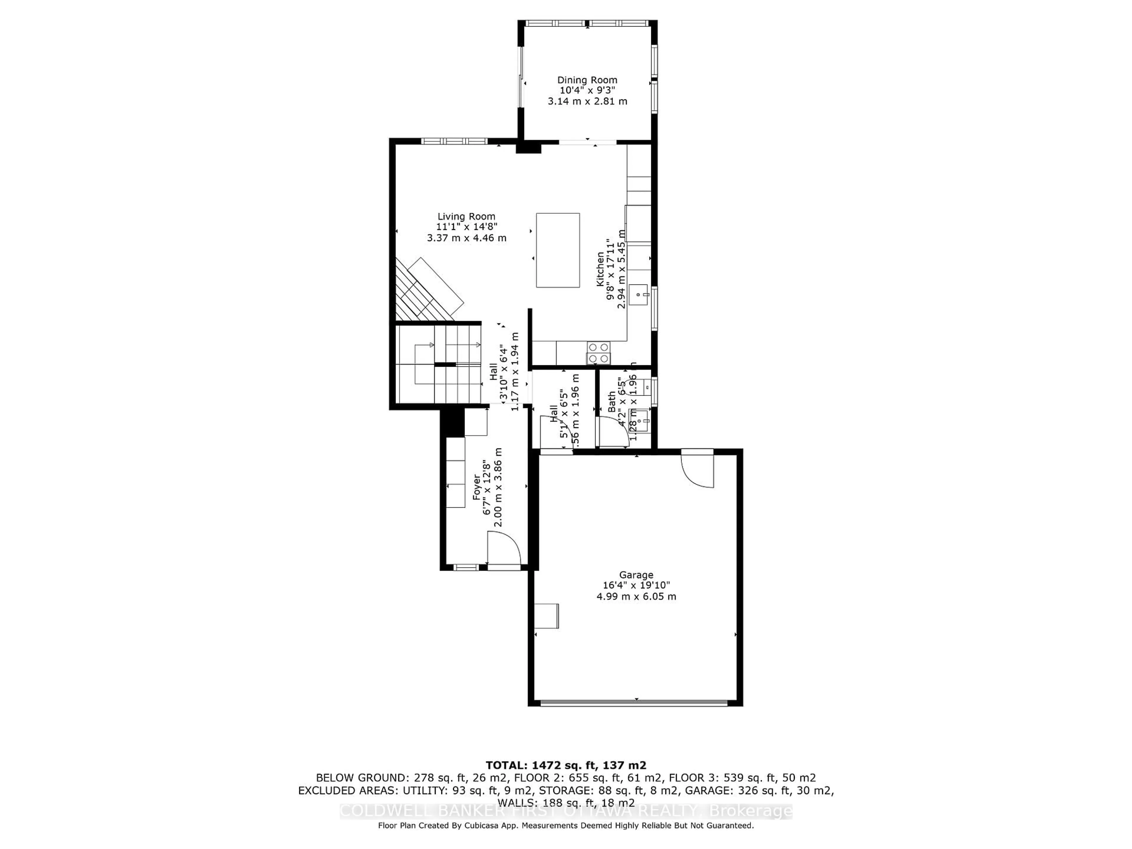 Floor plan for 109 Borga Cres, Ottawa Ontario K1T 2E1