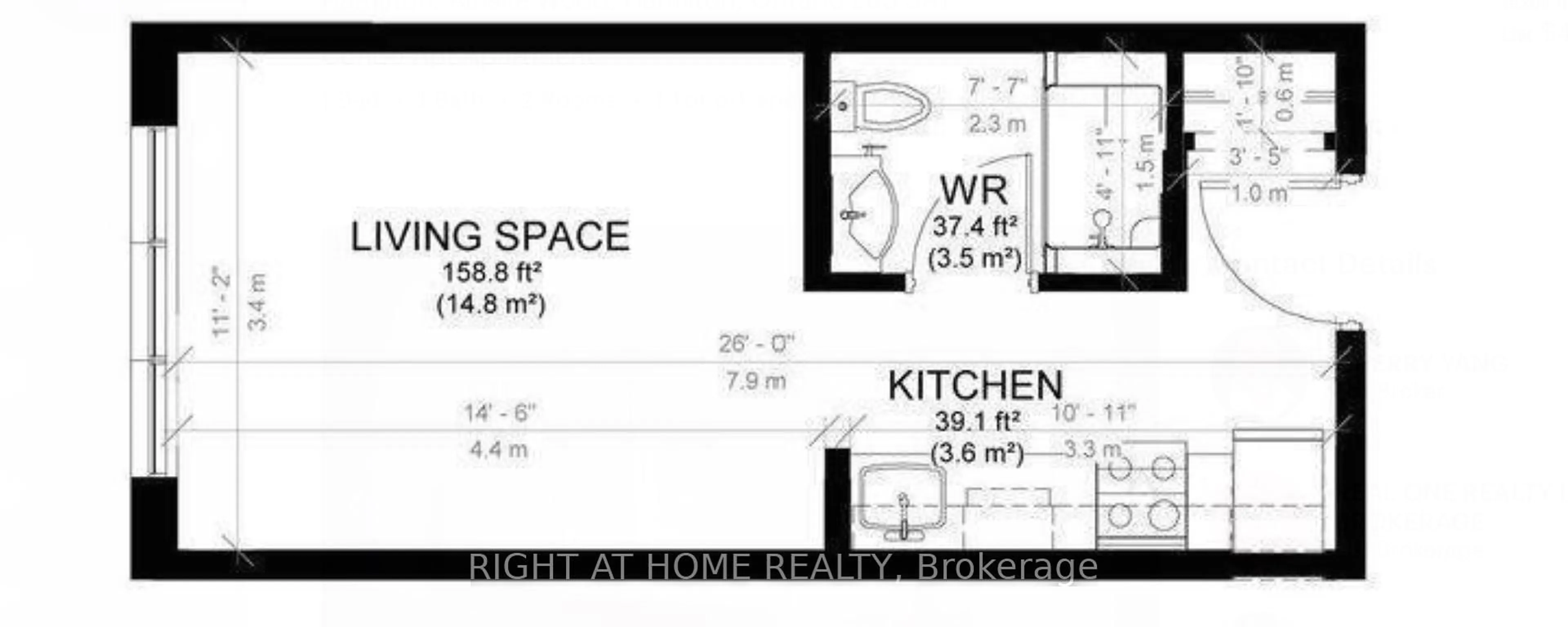 Floor plan for 77 Leland St #520, Hamilton Ontario L8S 3A1