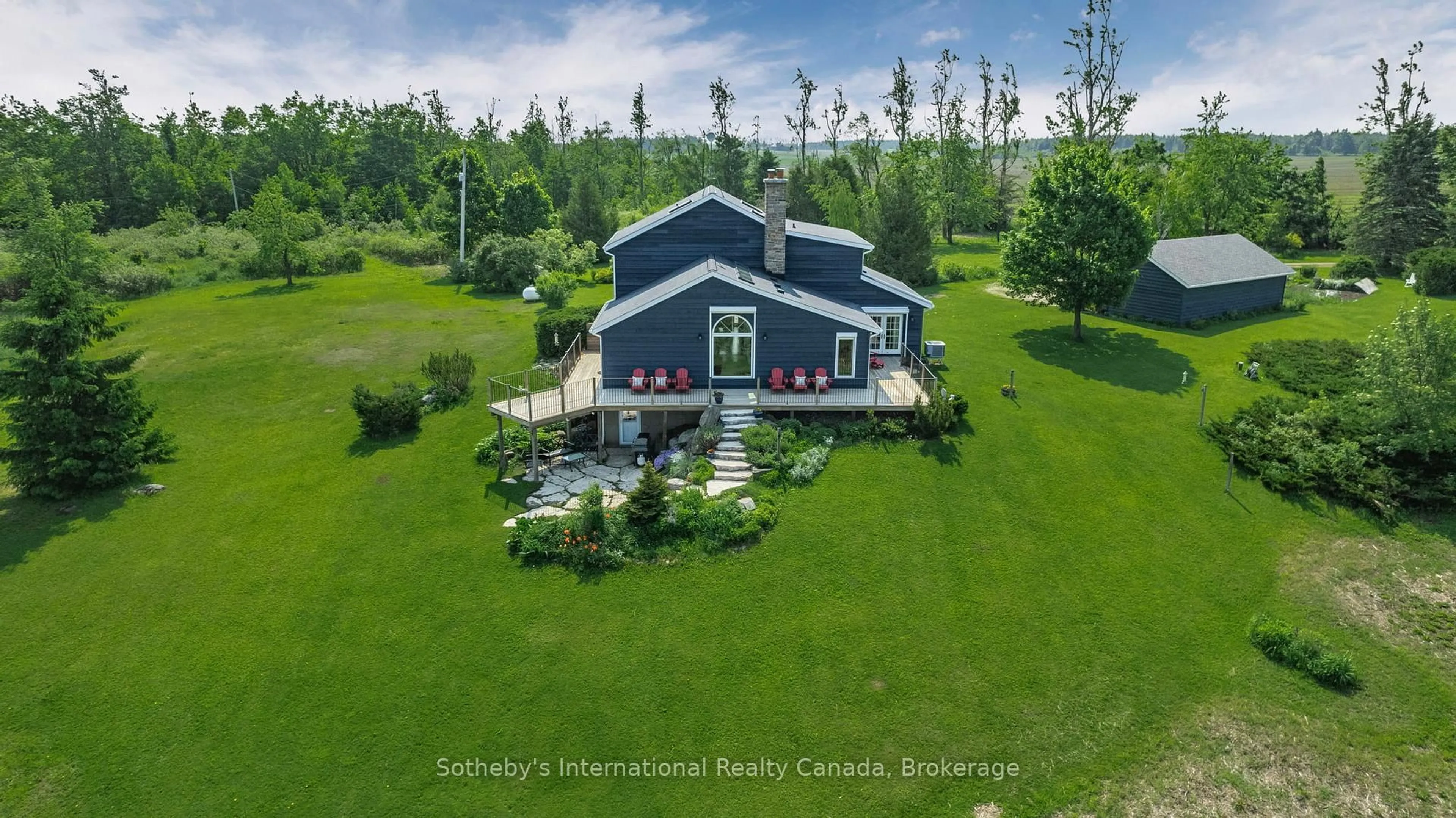 A pic from outside/outdoor area/front of a property/back of a property/a pic from drone, water/lake/river/ocean view for 758693 2nd Line, Mulmur Ontario L9V 0H1