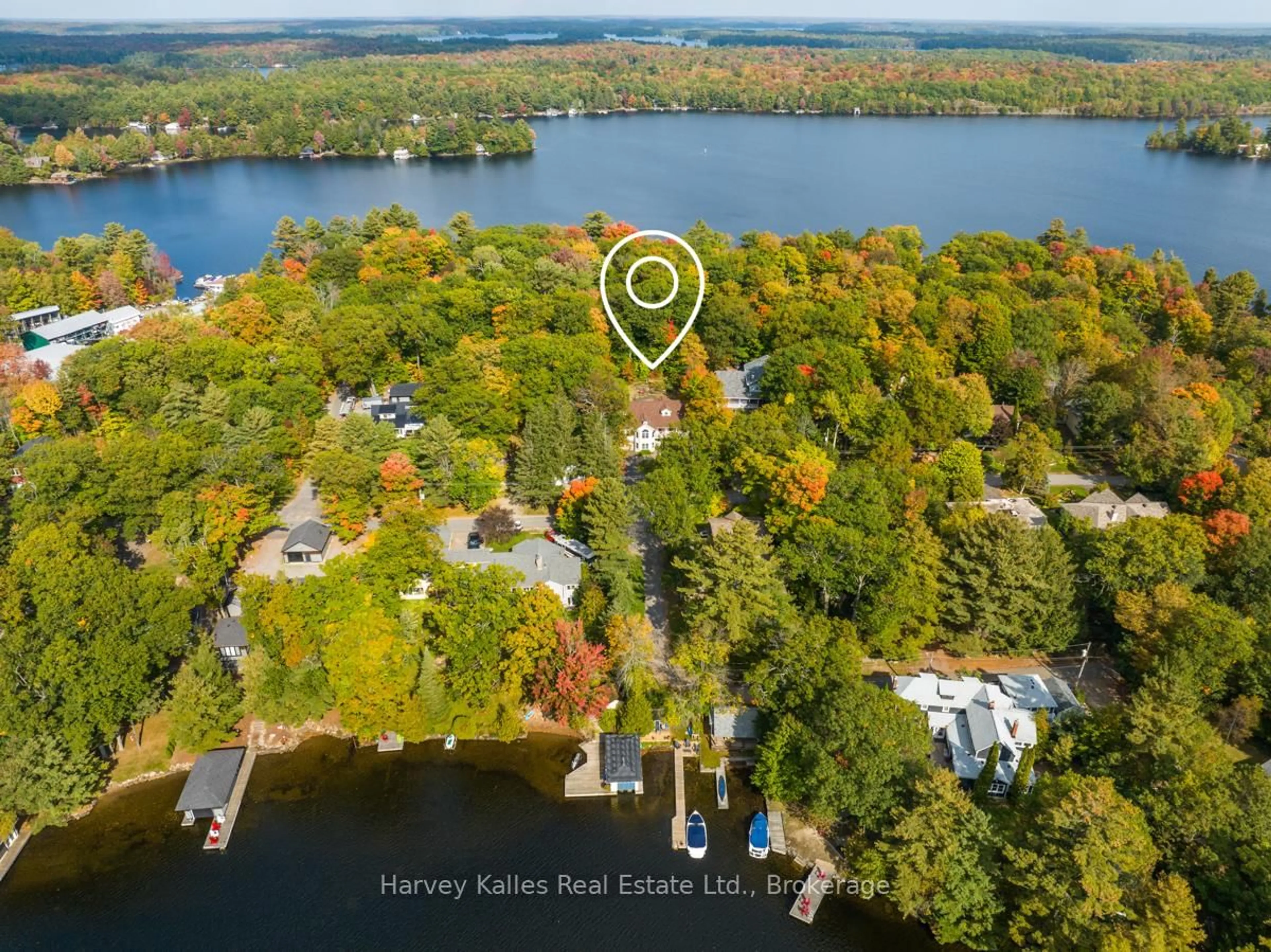 A pic from outside/outdoor area/front of a property/back of a property/a pic from drone, water/lake/river/ocean view for 1039 Gordon St St, Muskoka Lakes Ontario P0C 1A0